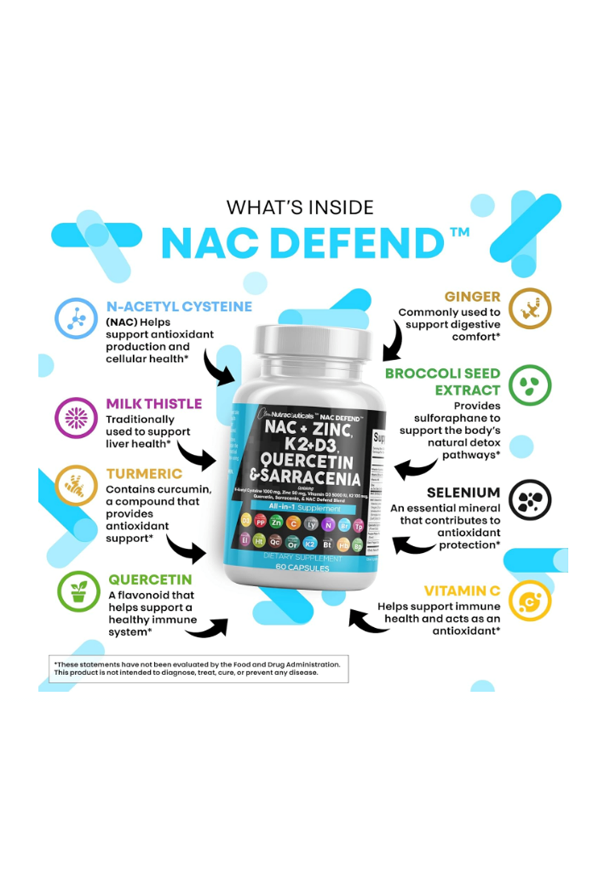 Clean Nutraceuticals  N-Acetyl Cysteine 60 Capsul Vitamin D3 K2.(Ösg Özel Sporcu Gıdaları)