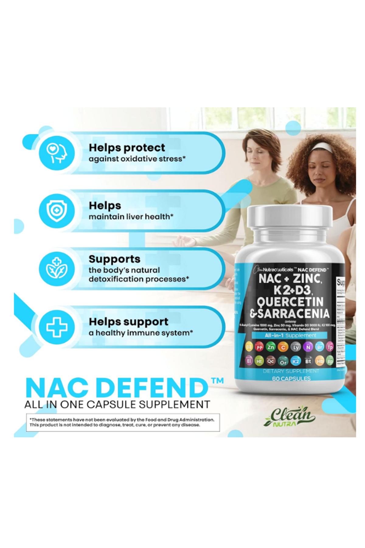 Clean Nutraceuticals  N-Acetyl Cysteine 60 Capsul Vitamin D3 K2.(Ösg Özel Sporcu Gıdaları)