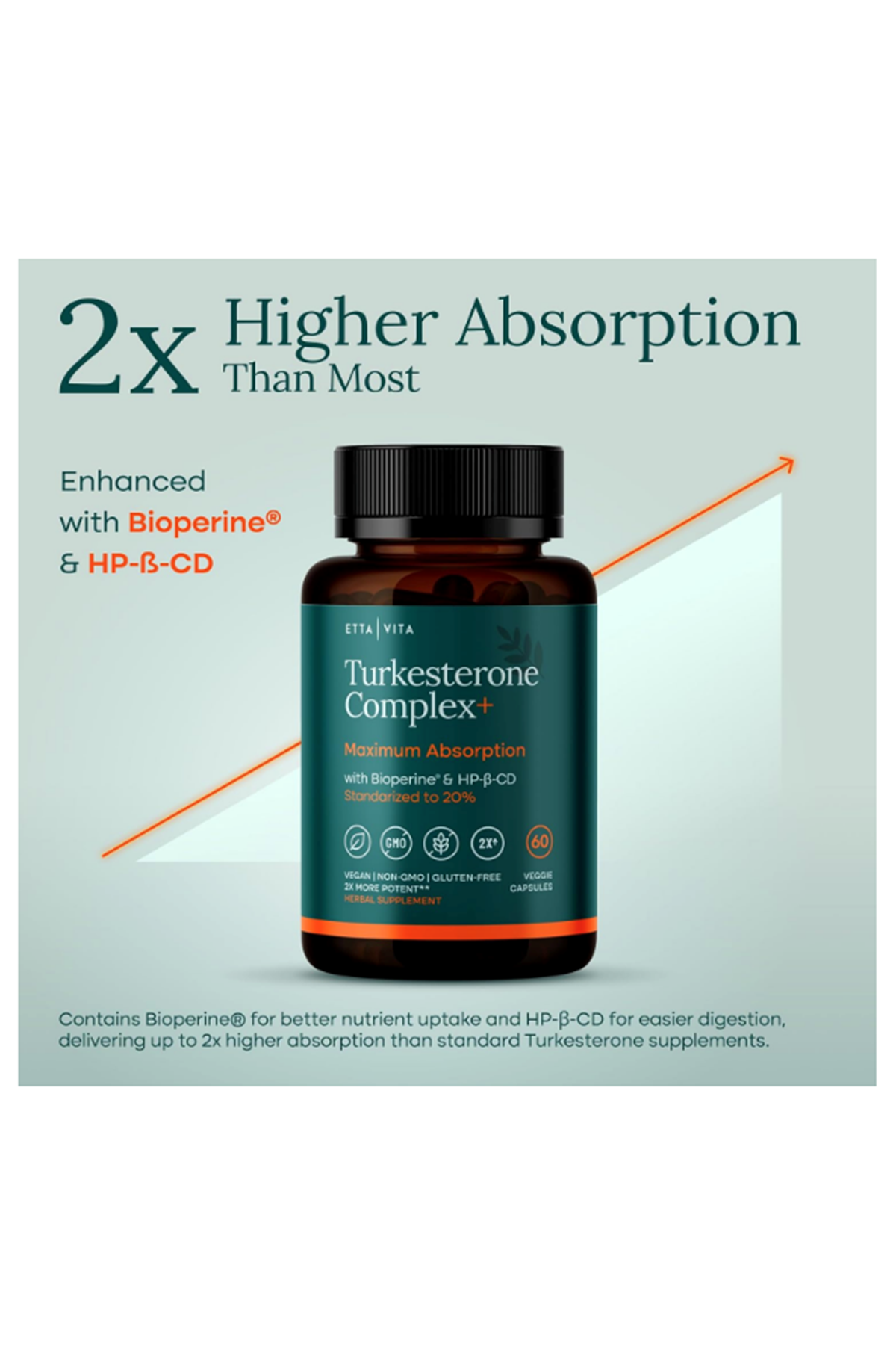 Etta Vita Turkesterone Energy Bioperine ile Yüksek Emilim 60 Capsul.Made ın Usa.62.