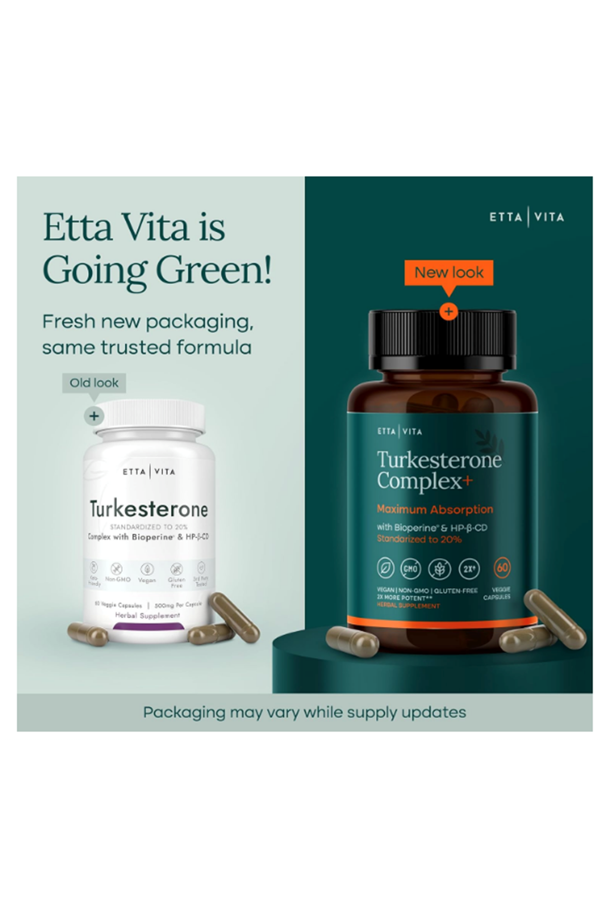 Etta Vita Turkesterone Energy Bioperine ile Yüksek Emilim 60 Capsul.Made ın Usa.62.