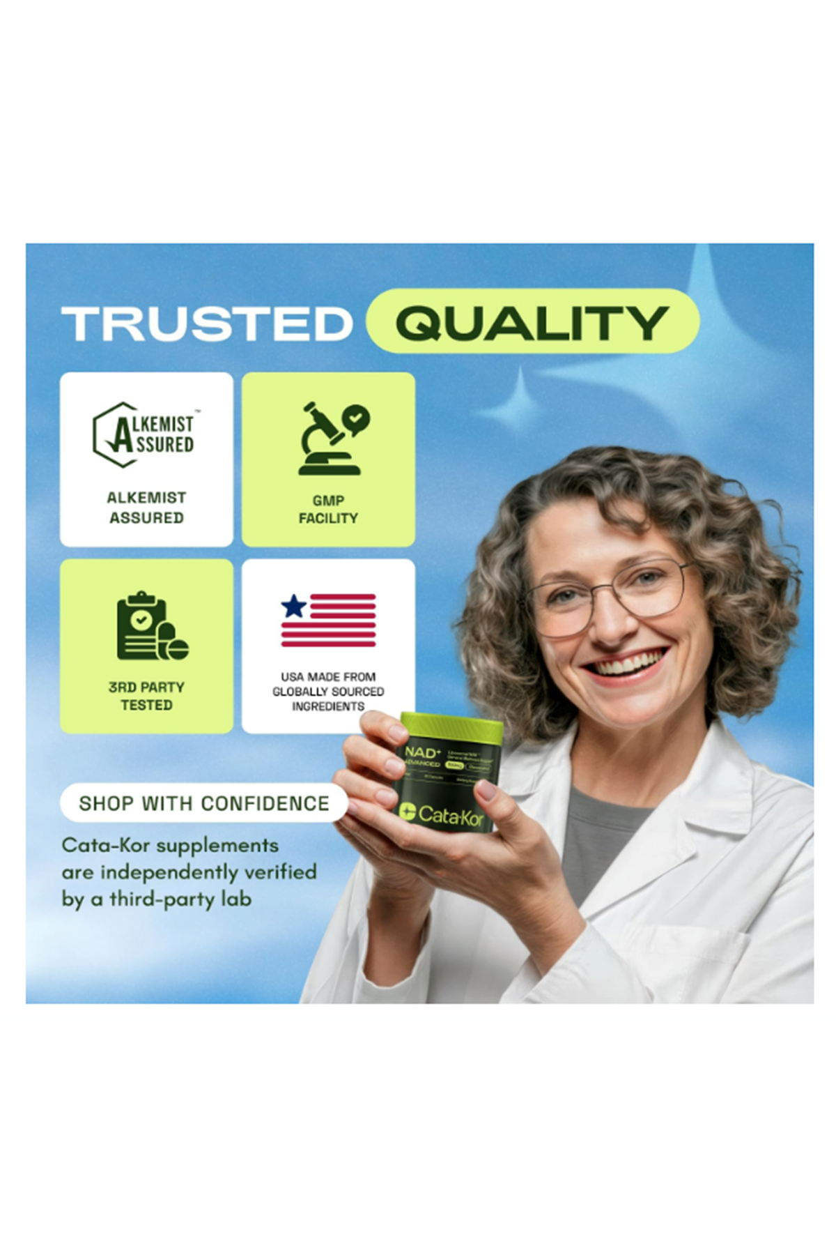 Cata-Kor Liposomal NAD+ with Resveratrol  NMN Alternative  Third-Party Tested 60 Capsul.