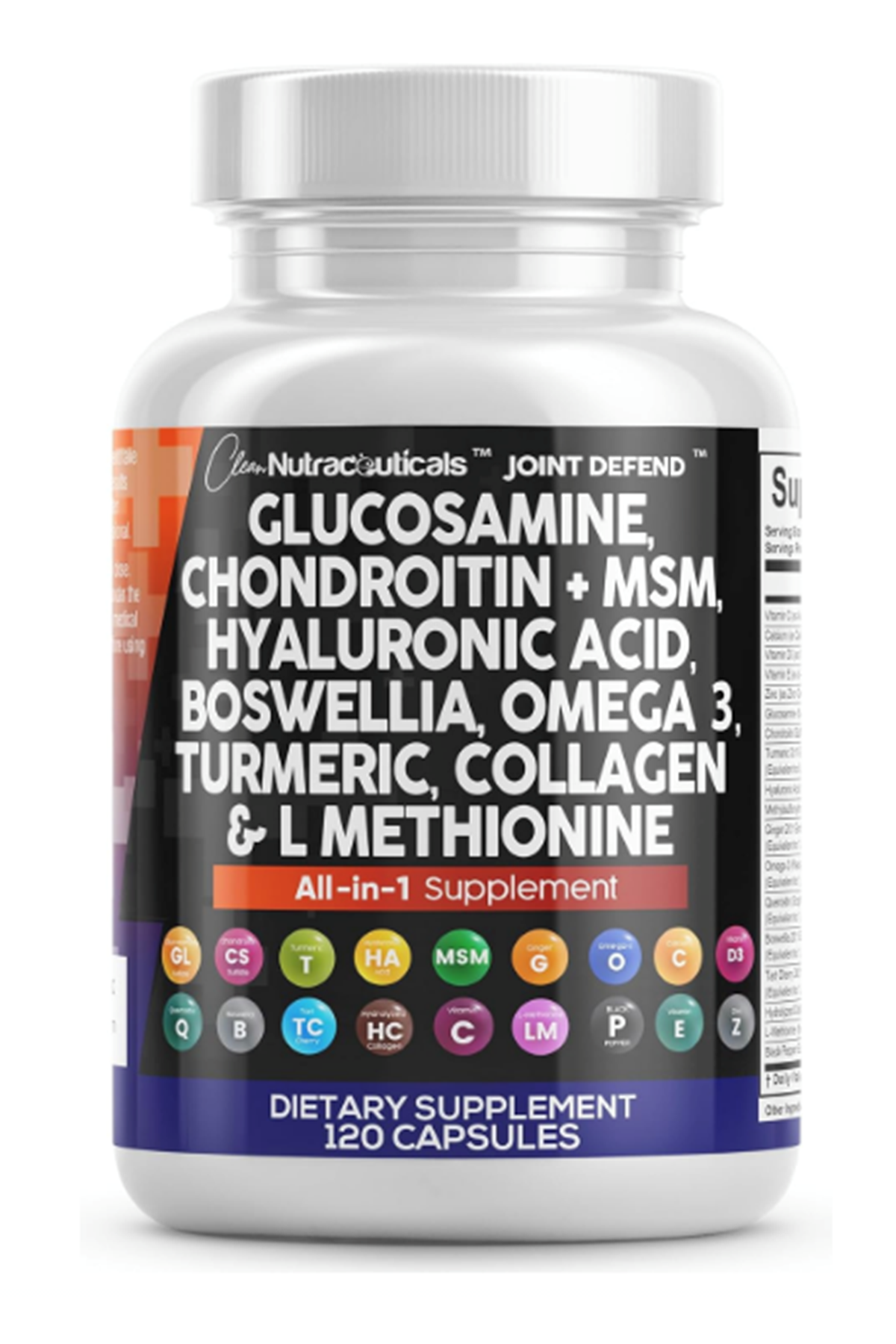 Clean Nutraceuticals Glucosamine Chondroitin MSM 1500mg  120 Capsul Turmeric Curcumin, Collagen, Hyaluronic Acid, Omega 3 – Joint Health for Men  Women  Joint Complex.