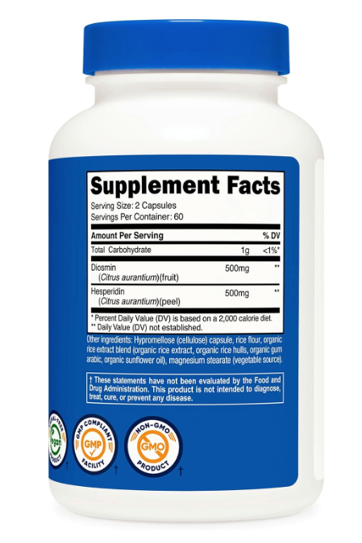 Nutricost Diosmin with Hesperidin (1000mg) 120 Capsules - Diosmin Complex, Vegan, GMO-Free, Gluten-Free, 60 Servings.