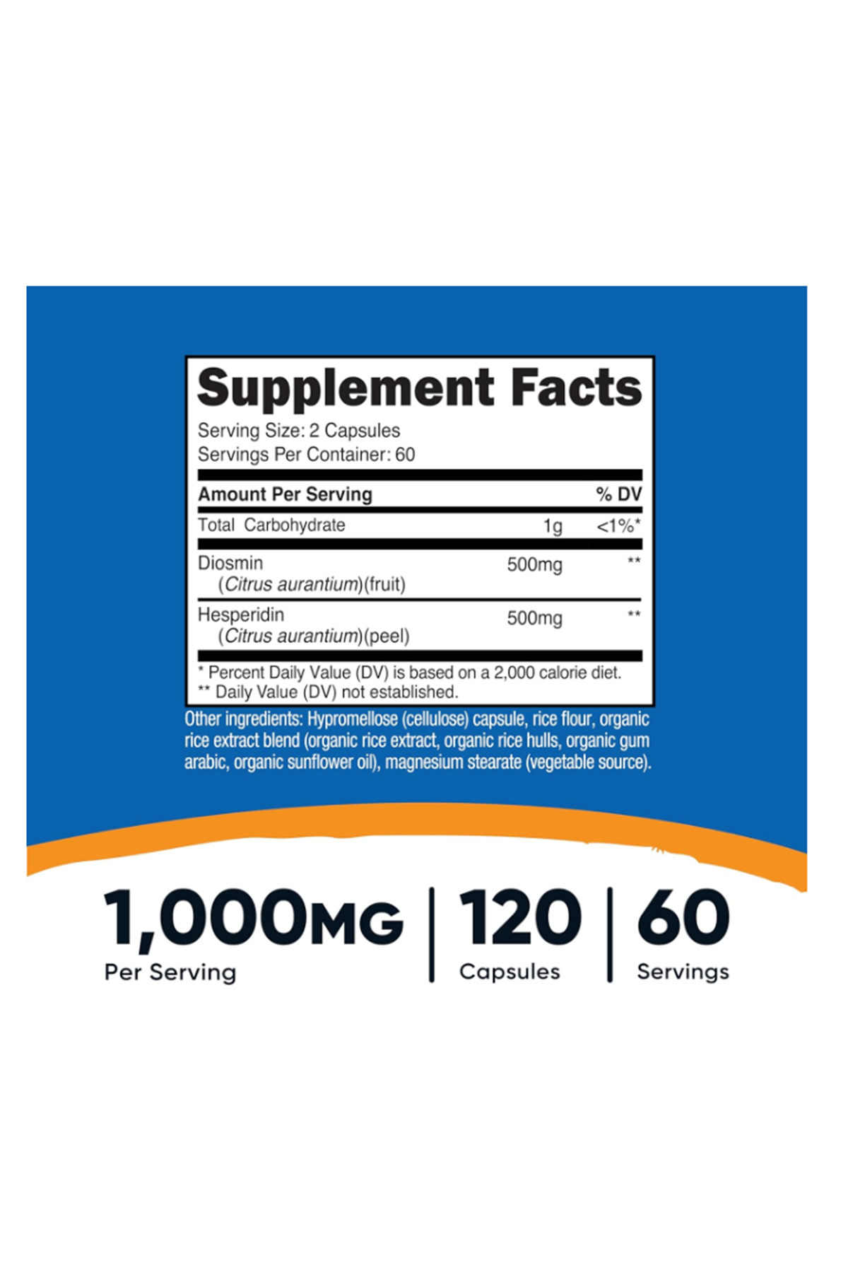 Nutricost Diosmin with Hesperidin (1000mg) 120 Capsules - Diosmin Complex, Vegan, GMO-Free, Gluten-Free, 60 Servings.