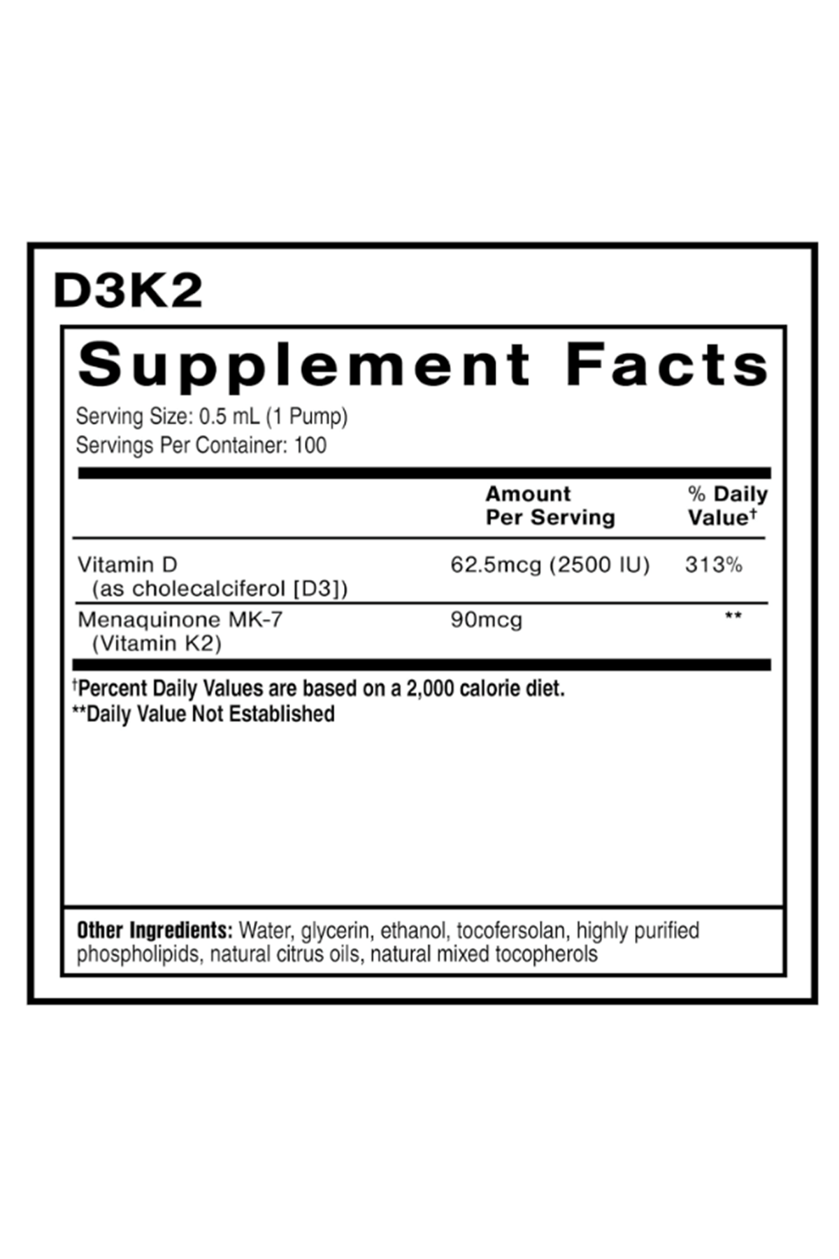 Quicksilver Scientific Nanoemulsified - Emulsified 50ML Vitamin D3 + K2 MK7 Liposomal for Heart, Bone Health + Immune Support - Bioactive 2500IU for Enhanced Absorption .