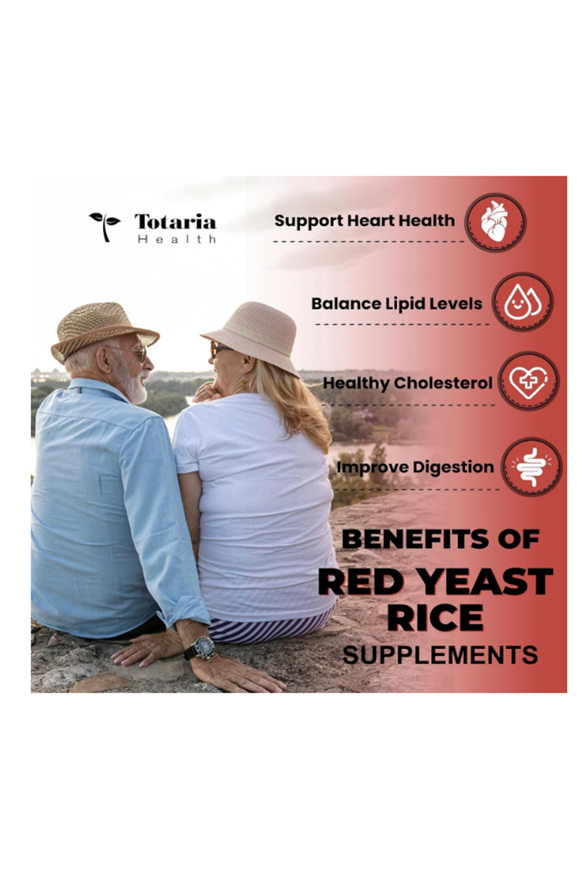 Totaria Healt  Red Yeast Rice 2000mg with CoQ10 120 Capsul Citrinin Free Extract Red Yeast Rice CoQ10 100 Plus Citrus Bergamot - Cholesterol Lowering.