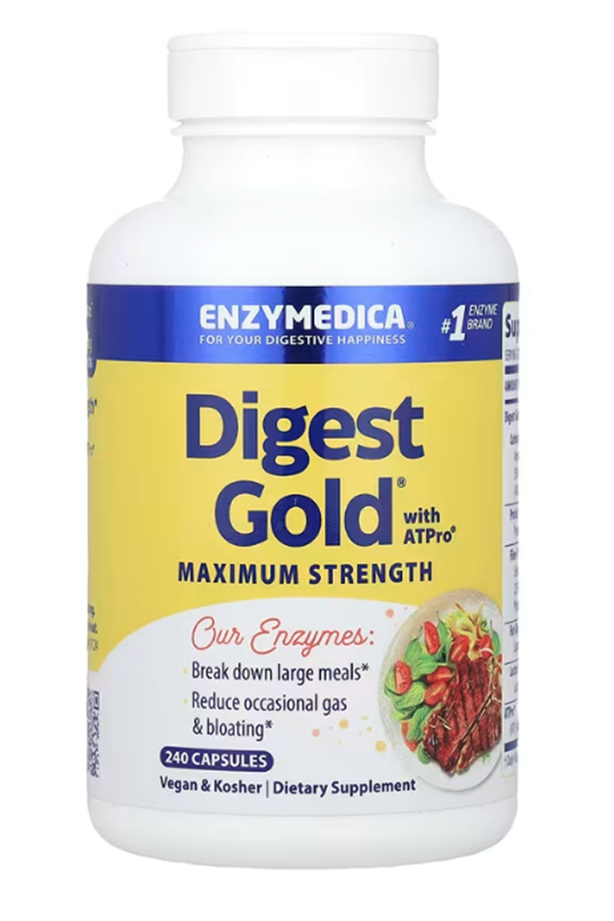 Enzymedica, Digest Gold® with ATPro®, Maximum Strength, 240 Capsules.