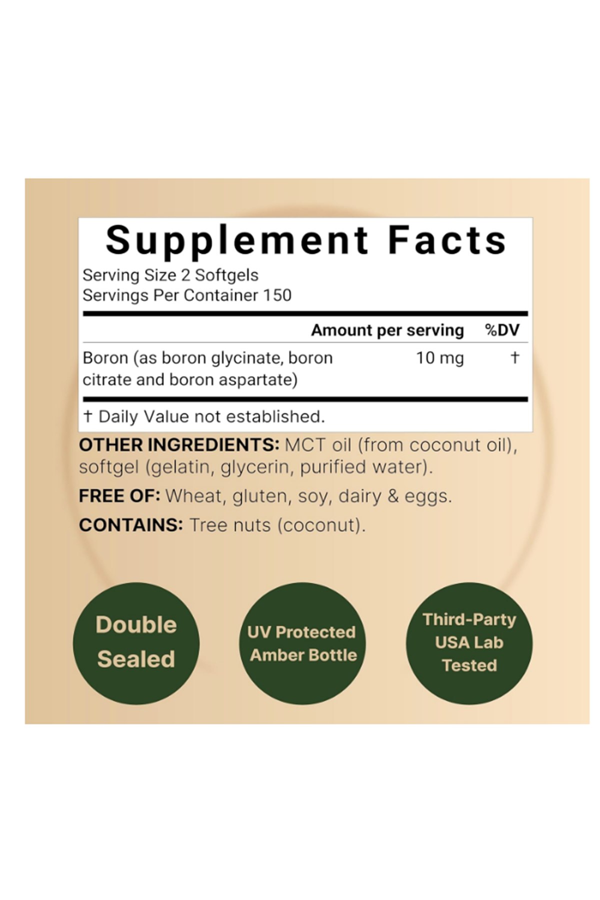 Naturebell  Boron 10mg, 300 Softgels with MCT Oil  High Absorption Triple Action Boron for Men  Women  Glycinate, Citrate, Aspartate Complex.