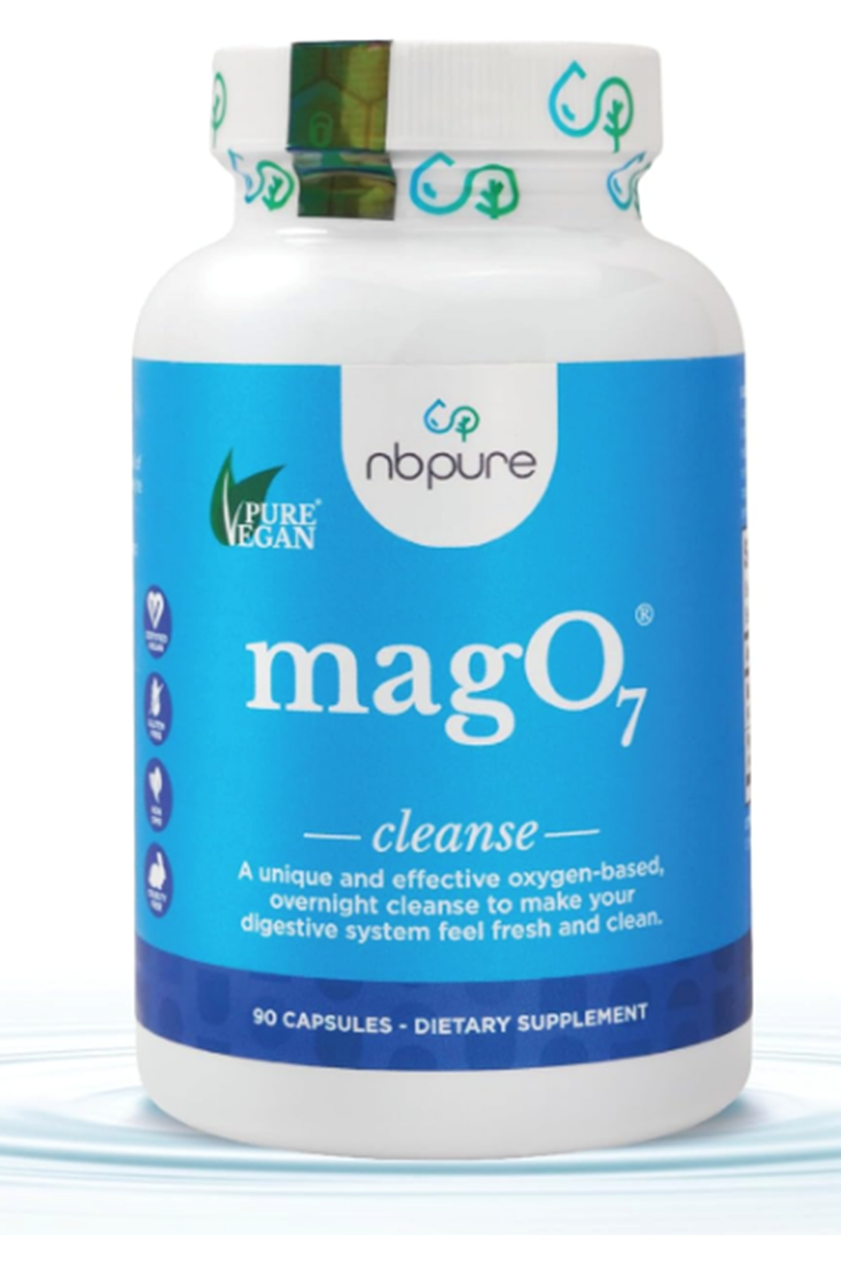 NBpure MagO7 - 90 Capsul Natural Colon Cleanse  Detox Occasional Constipation Relief, Stool Softening, Bloating for Men & Women Ozonated Magnesium Oxide.