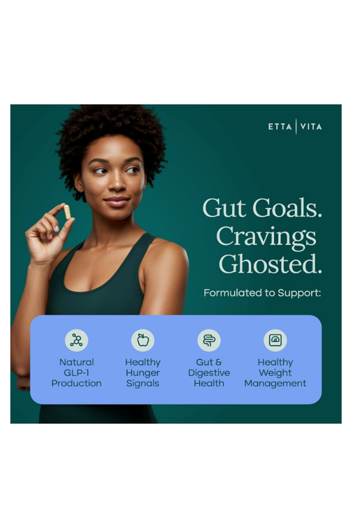 Etta Vita GLP-1 90 Veg Capsul  Weight Loss  Appetite Control for Men and Women with Akkermansia, Berberine, Inulin, EGCG, Resveratrol, Hops, Polyphenols - Supports Digestion, Hunger, Cravings, Gut Health.