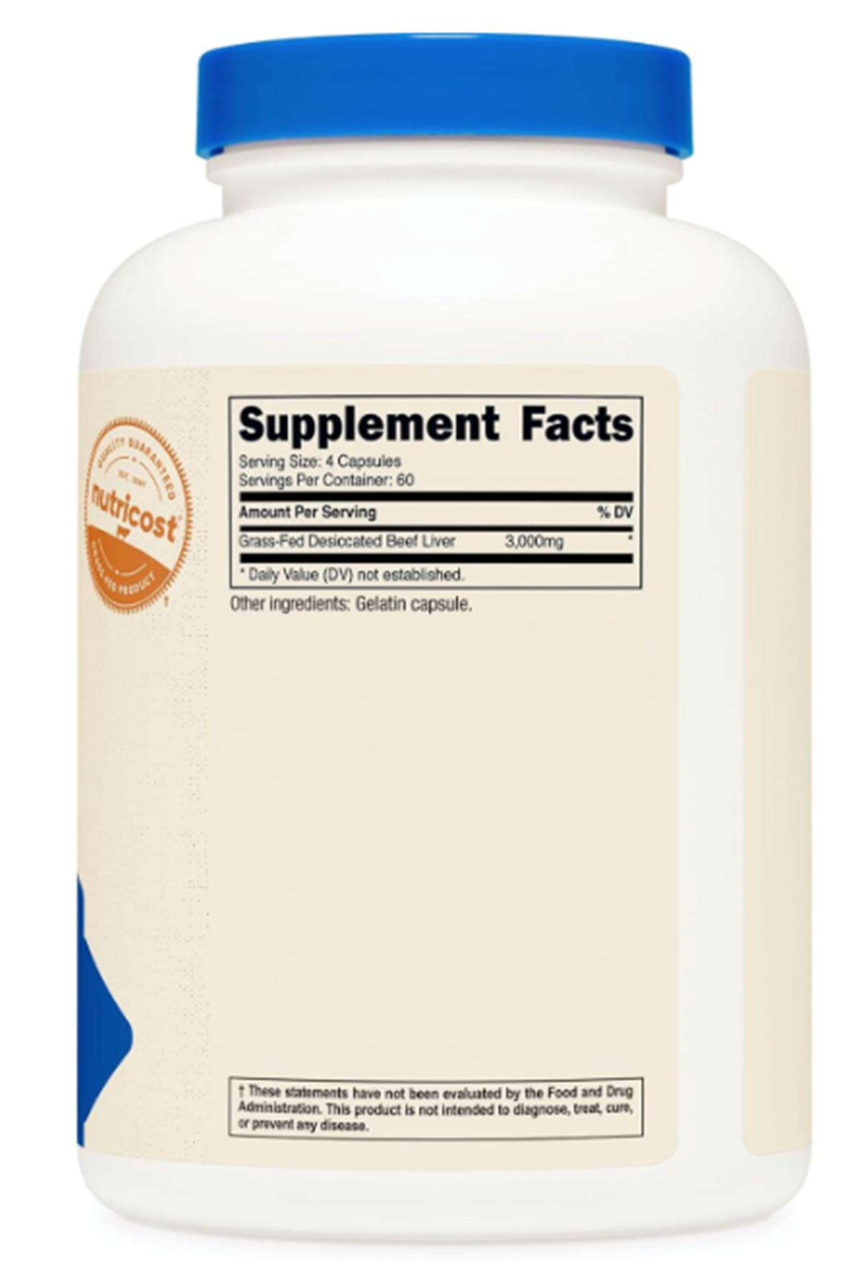 Nutricost Grass Fed Desiccated Beef Liver 3000mg  240 Capsul  60 Servings - No Hormones, GMO and Gluten Free, Pasture-Raised, Free Range Beef.