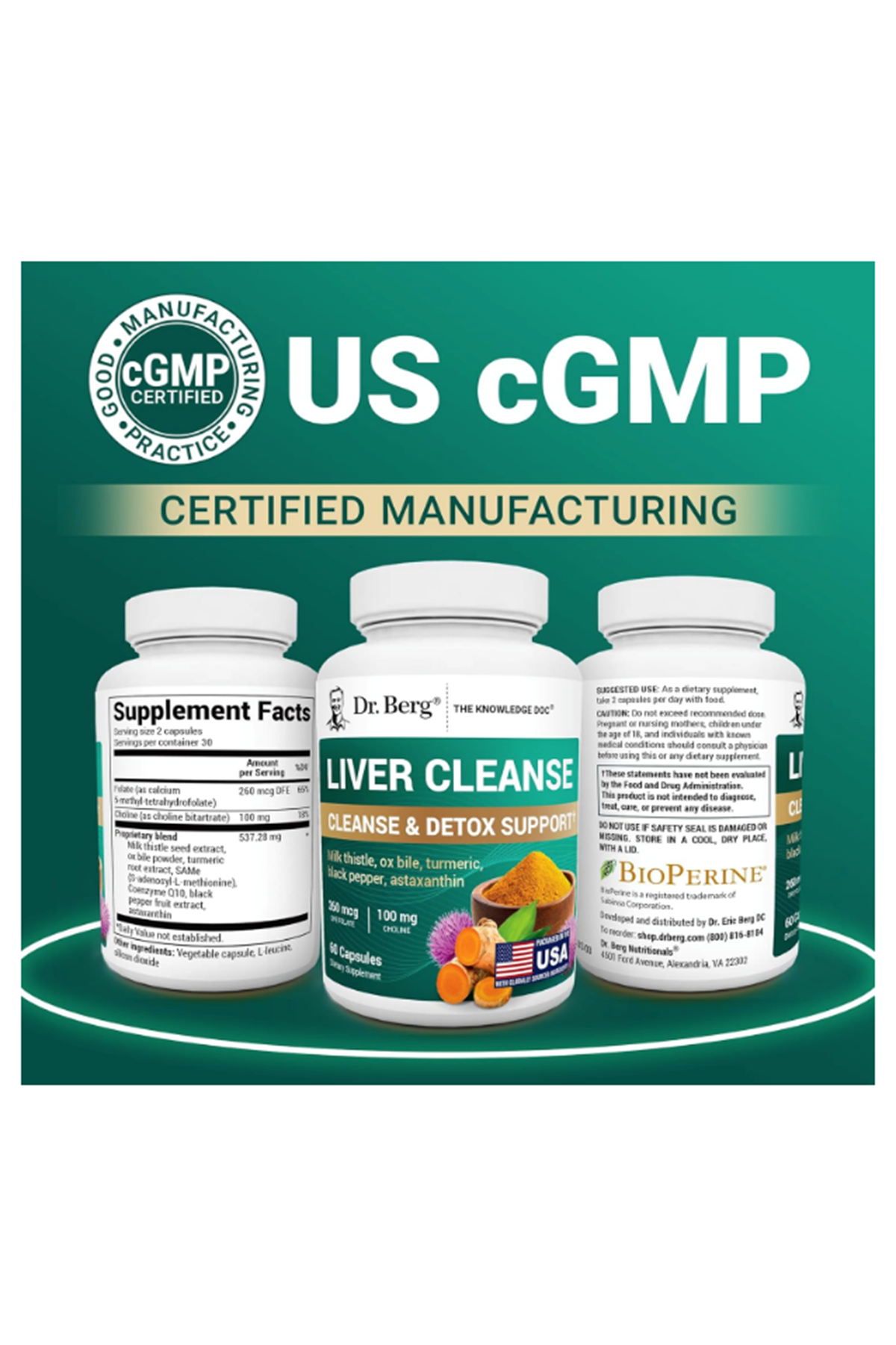 Dr. Berg  Liver Cleanse Detox Milk Thistle,Ox Bile  Folate-Liver Turmeric, Black Pepper  Choline - 60 Capsul.49.
