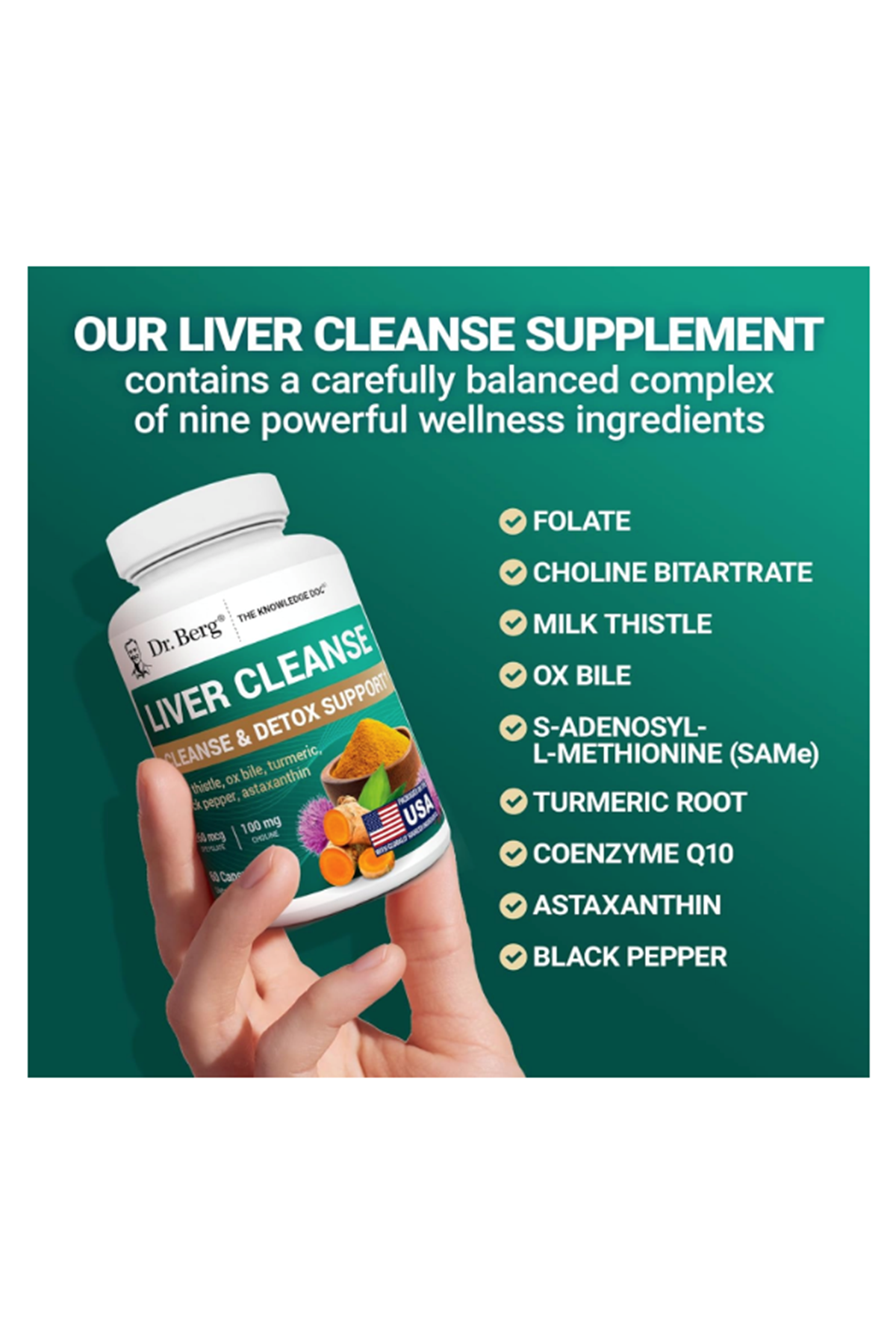 Dr. Berg Liver Cleanse Detox Unique Blend of Milk Thistle, Ox Bile  Folate - Liver Includes Turmeric, Black Pepper  Choline - 60 Capsul.49.