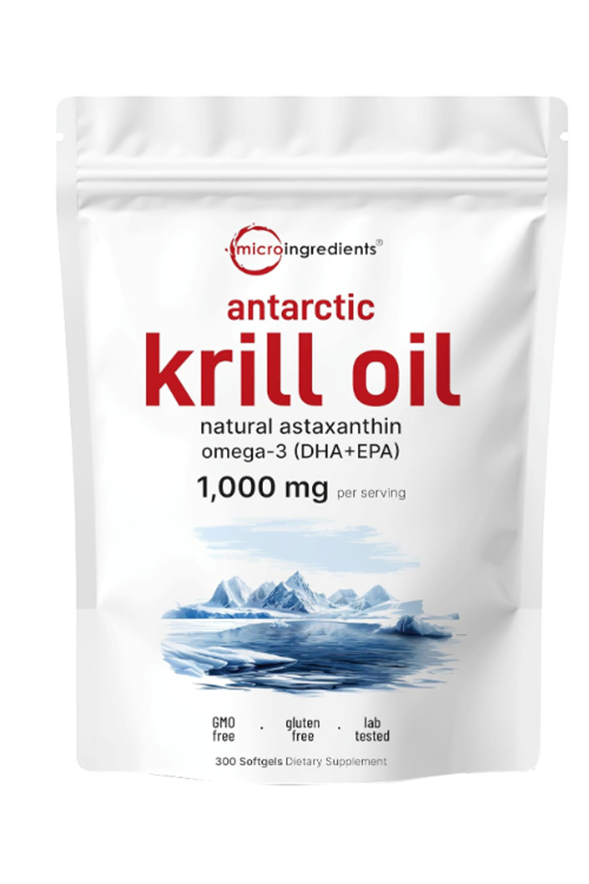 Micro Ingredients Antarctic Krill Oil  1000mg  300 Soft-Gels, Rich in Omega-3s EPA, DHA  Natural Astaxanthin, Immune System  Brain Health, Easy to Swallow.