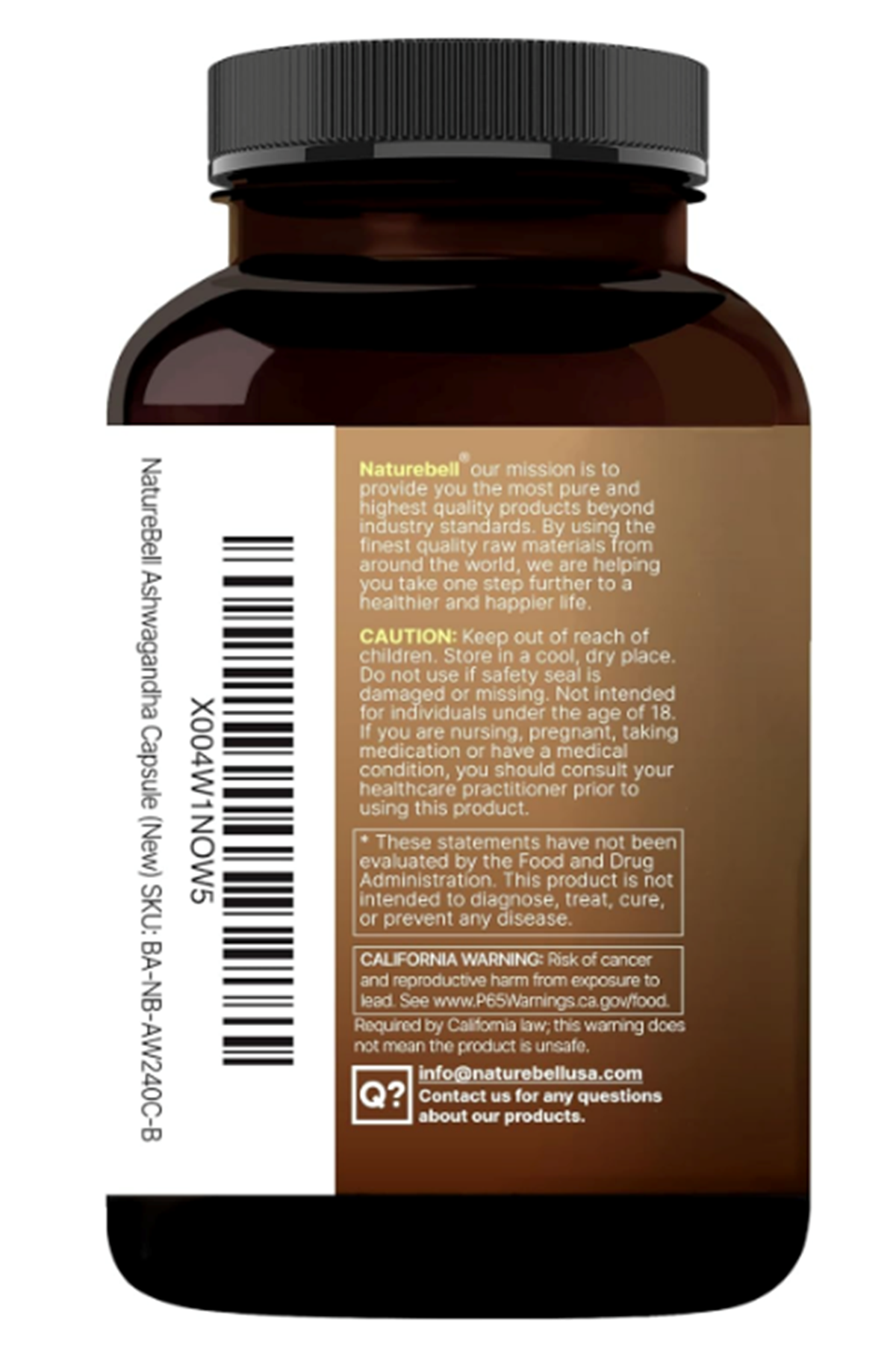 NatureBell Ashwa+ with Black Pepper Extract, 240 Capsules.Made ın Usa.