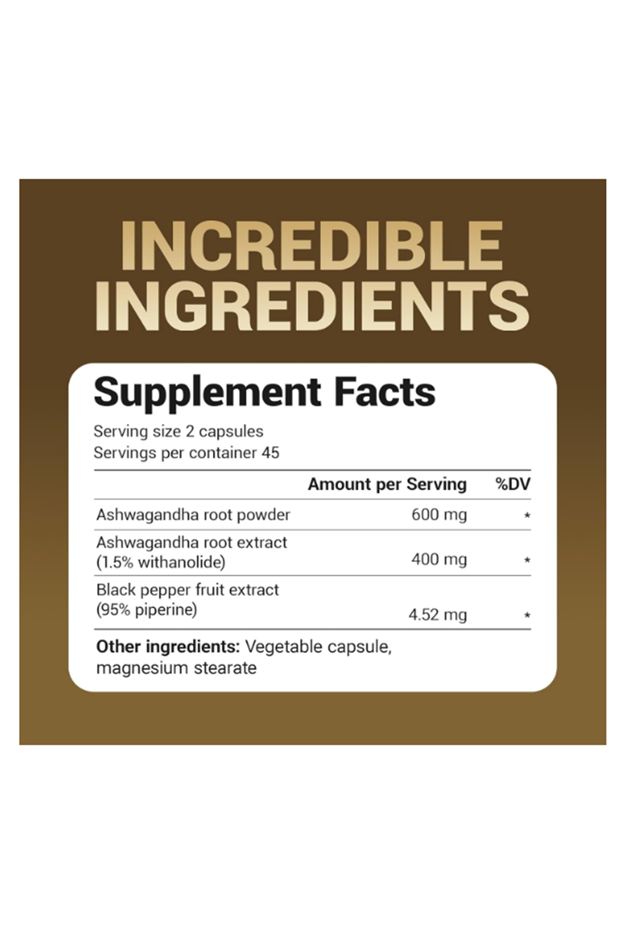 Dr. Berg Asha+ 1000mg  Root with Black Pepper from Bioperine - 90 Capsules.