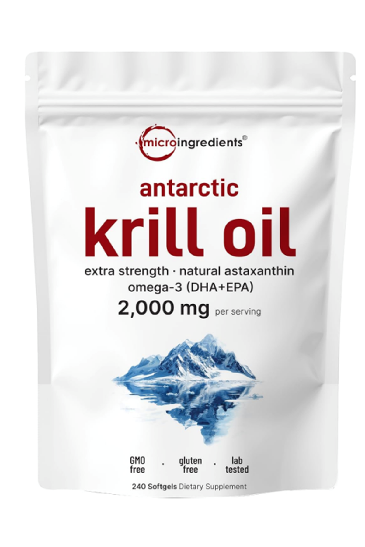 Micro Ingredients Antarctic Krill Oil 2,000mg  240 Softgels, Triple Strength, Rich in Omega-3s EPA, DHA  Natural Astaxanthin, Immune System  Brain Health.