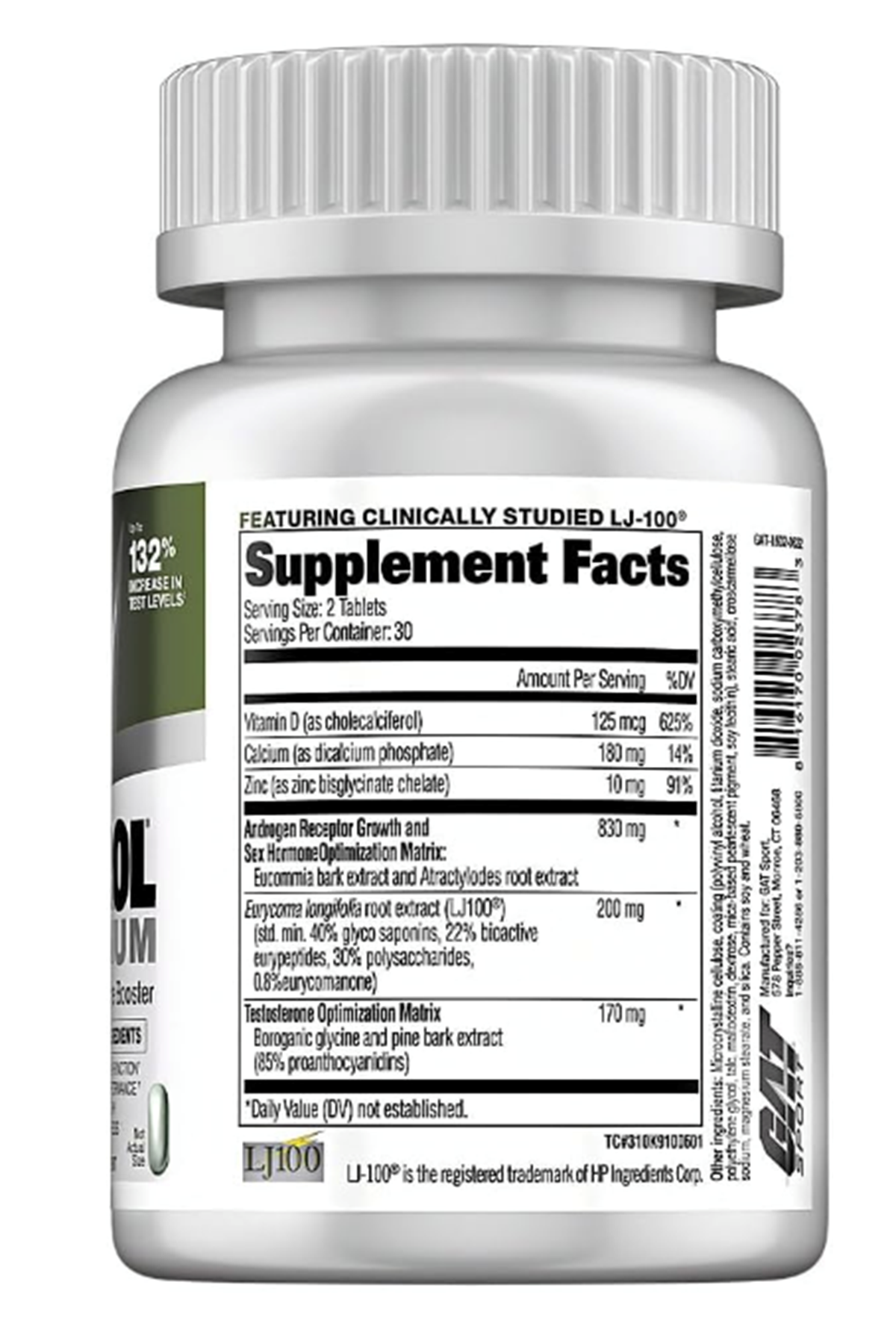 GAT Testrol Platinum, PremiumTest Booster for Men by Stamina  Boron, Vitamin D, Zinc, 60 Tablets.