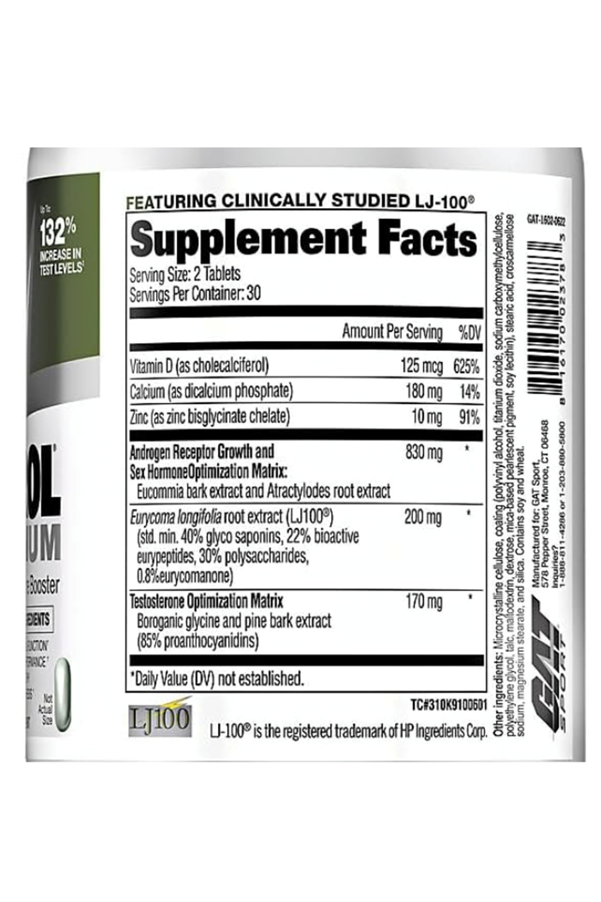 GAT Testrol Platinum, PremiumTest Booster for Men by Stamina  Boron, Vitamin D, Zinc, 60 Tablets.65.