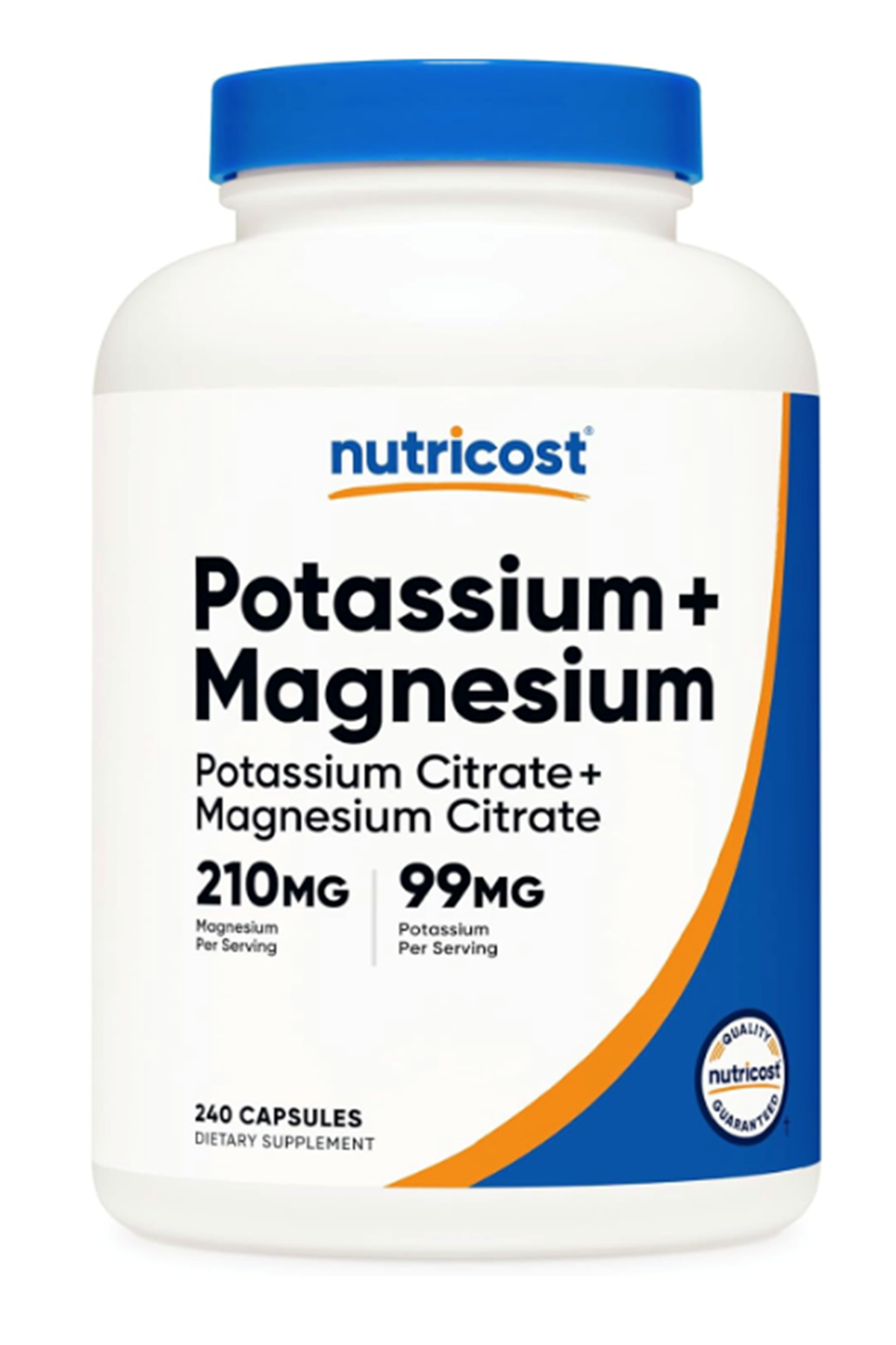 Nutricost Potassium (99 mg) Magnezium (210 mg) Citrates, 240 Capsules - Non-GMO, Gluten Free.