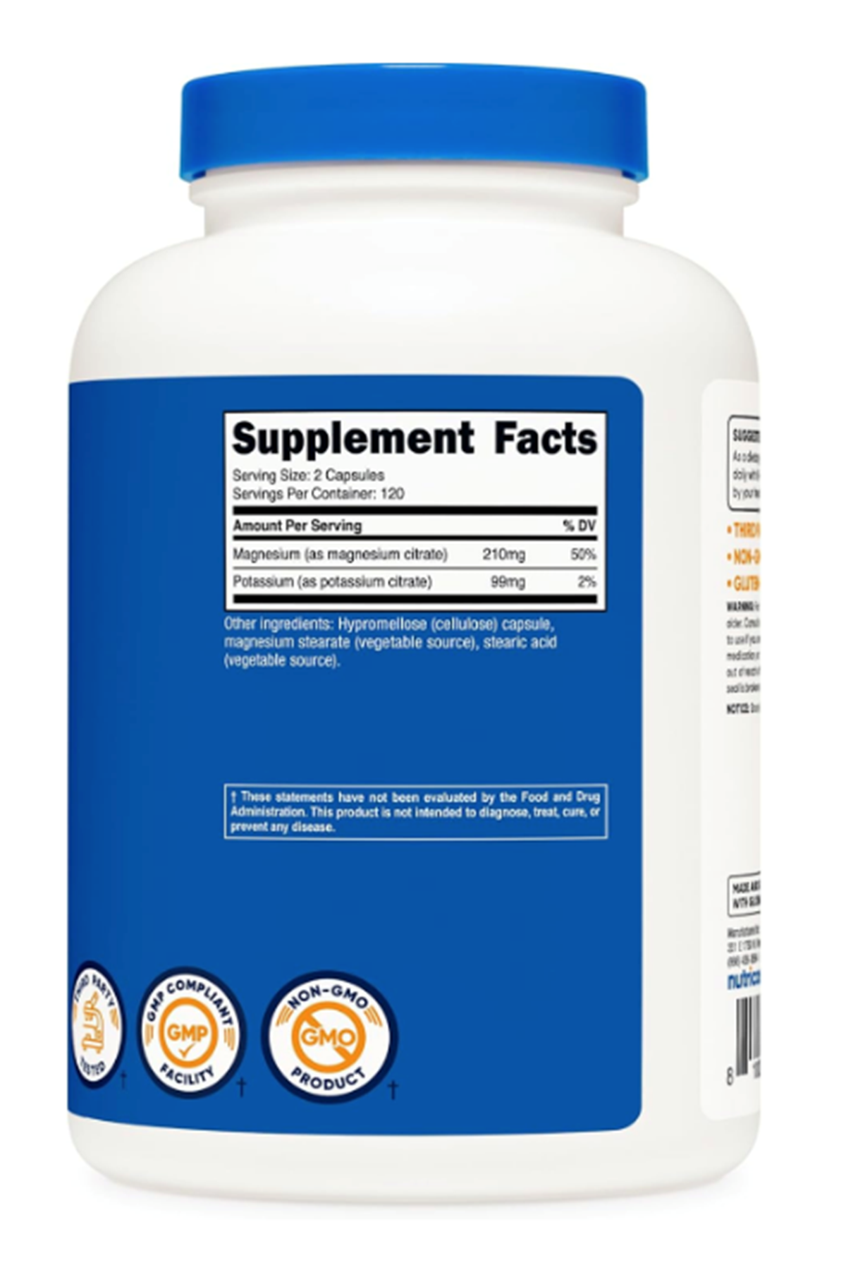 Nutricost Potassium (99 mg) Magnezium (210 mg) Citrates, 240 Capsules - Non-GMO, Gluten Free.