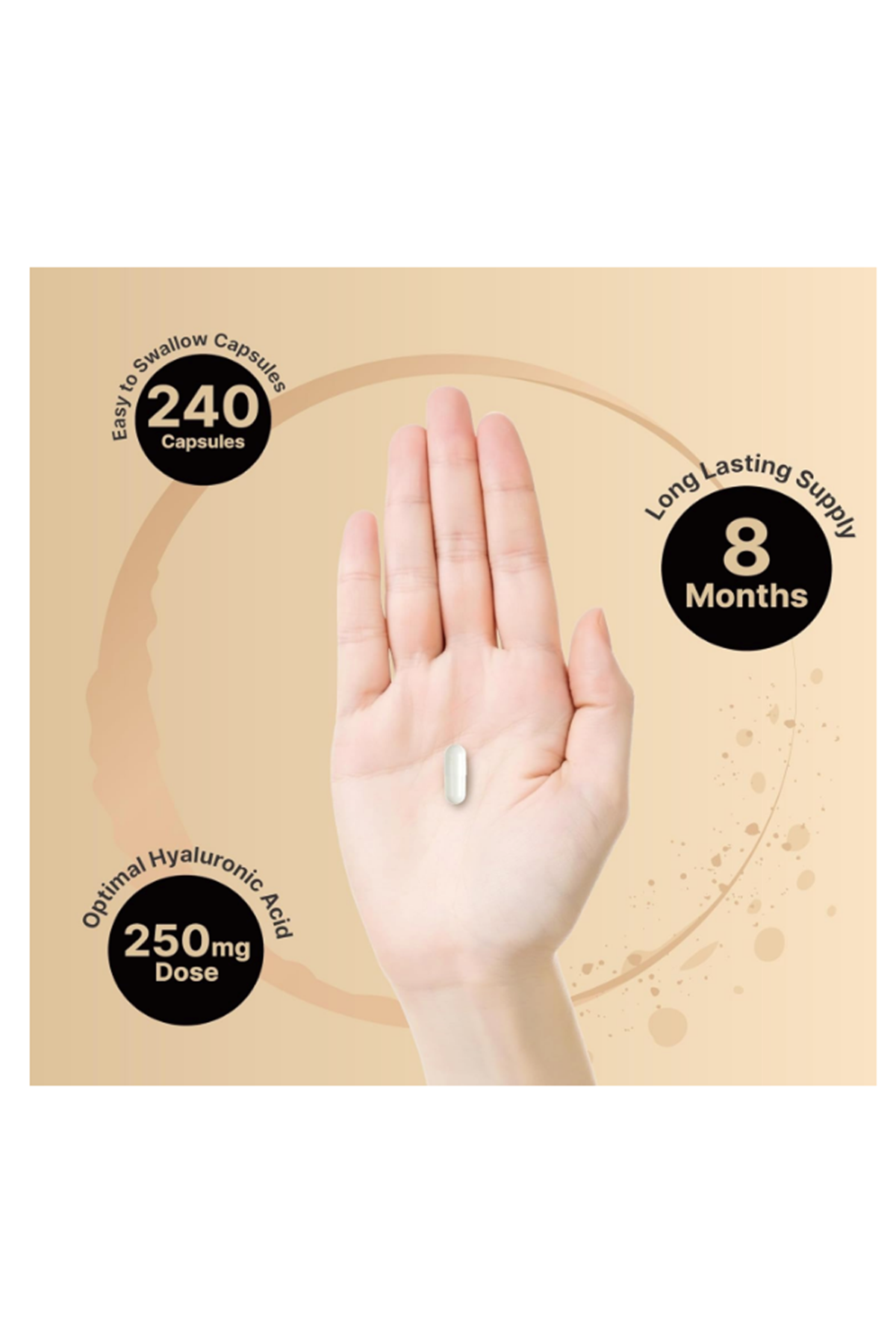 NatureBell Hyaluronic Acid 250mg - 240 Capsules - 250mg Hyaluronic Acid, 5000mcg Biotin & 25 mg Vitamin C.