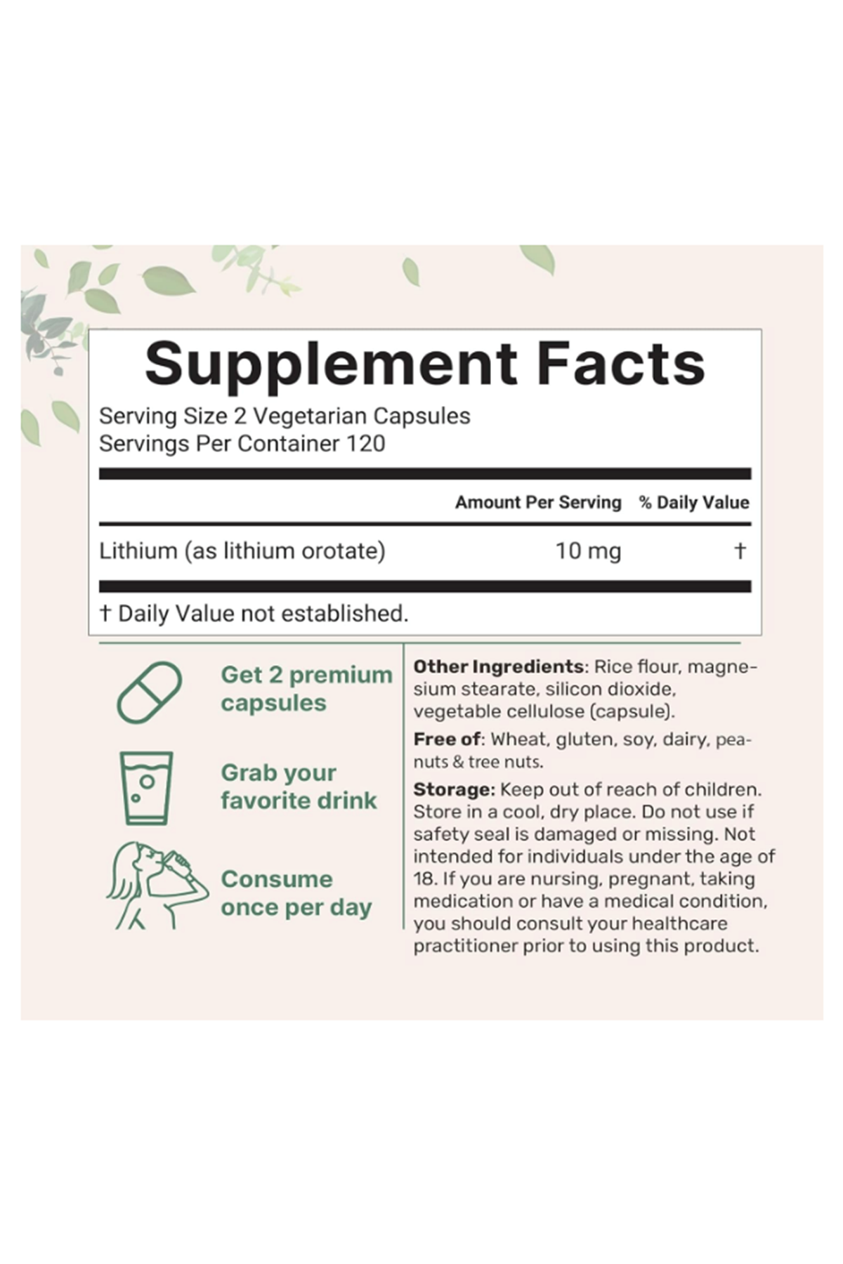 Micro Ingredients Lithium Orotate 10mg, (1 capsul 5mg) 240 Veggie Capsul  High Bioavailability Trace Mineral  Brain Mood Support