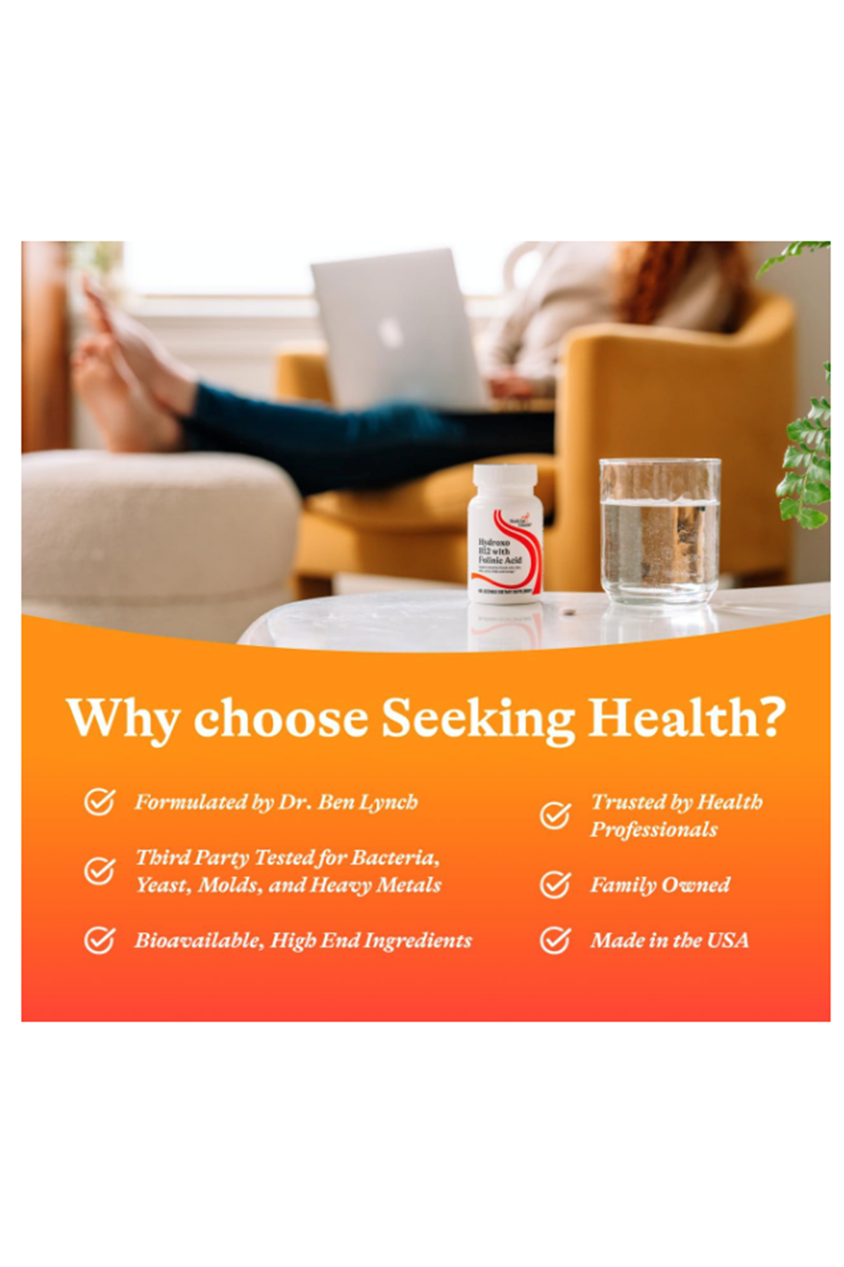 Seeking Health Hydroxo B12 with Folinic Acid 60 Lozenges Tablet- Non-Methylated Form of Folate.