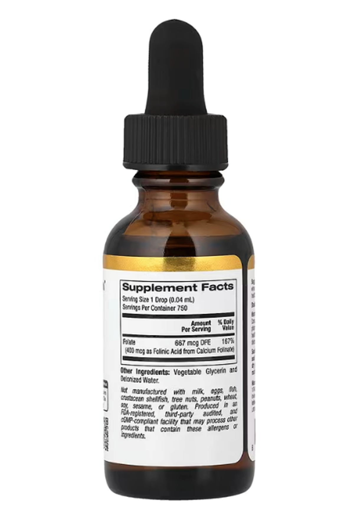 California Gold Nutrition, Folinic Acid, Alcohol Free, 1 fl oz (30 ml).