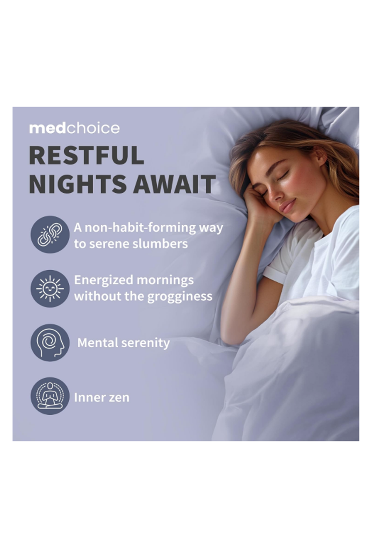 MEDCHOICE  Magnezium, L-Theanıne, Valerian Root, B6,  5-HTP, GABA, Asvaganda, L-Tryptophan, 90 Capsul  Non-Habit Forming Balanced Blend.