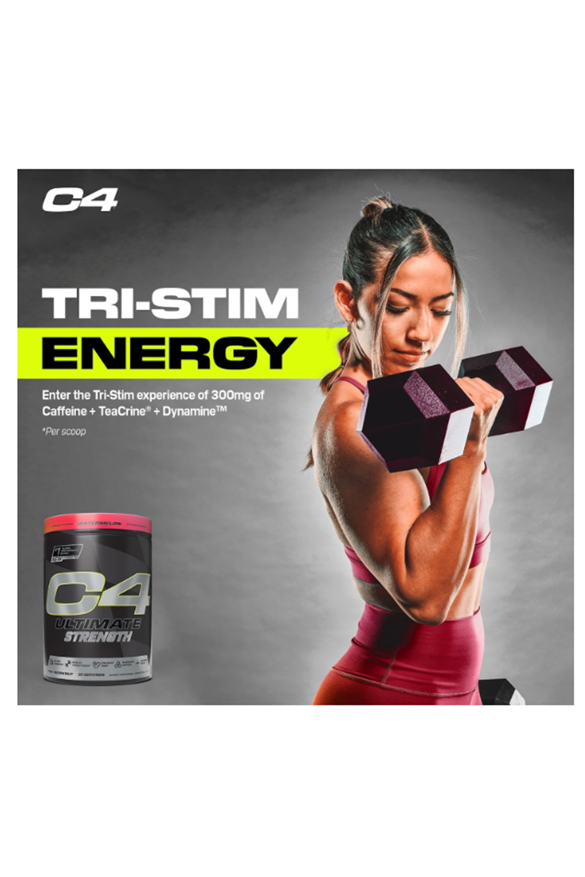 Cellucor C4 Ultimate Strength Pre Workout 20 Servis Tri-Stim Experience Caffeine+TeaCrine+Dynamine-Creatine Beta-Alanine.(Avrupa Değil.Amerikan İçeriktir)!!.