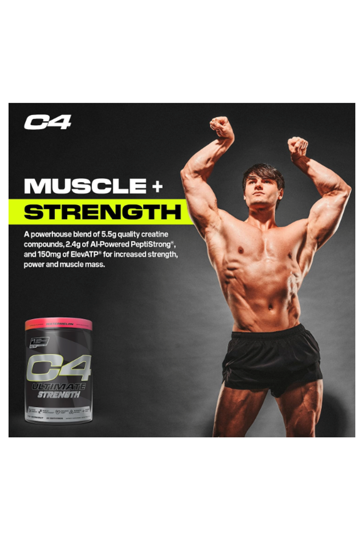 Cellucor C4 Ultimate Strength Pre Workout 20 Servis Tri-Stim Experience Caffeine+TeaCrine+Dynamine-Creatine Beta-Alanine.(Avrupa Değil.Amerikan İçeriktir)!!.
