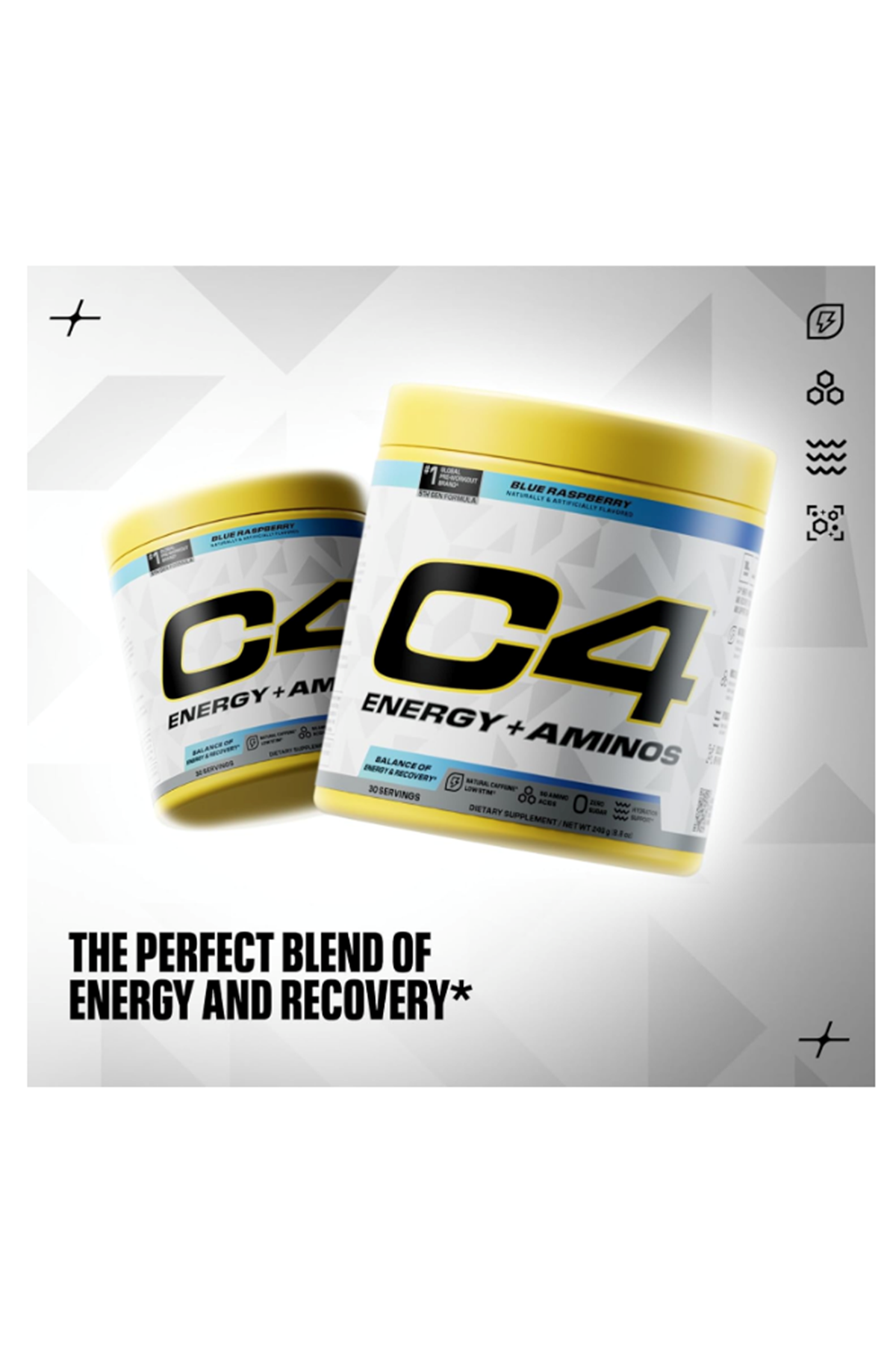 Cellucor C4 Energy + Aminos  30 Servis 5g BCAAs  EAAs for Muscle Recovery, 3 Electrolytes for Hydration, Natural Caffeine  Pre Workout  Zero Sugar.Usa Menşei!!.
