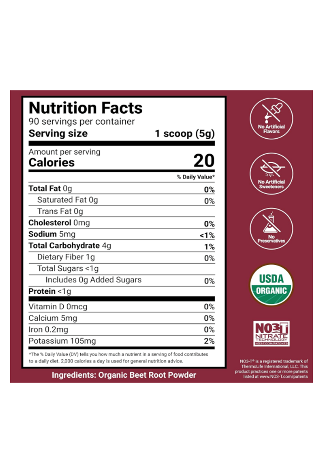 Force Factor Total Beets Organic Beetroot Powder 450gr  Superfood to Boost Daily Nutrition, USDA Organic, Vegan, Gluten-Free, and Non-GMO,90 Servings.