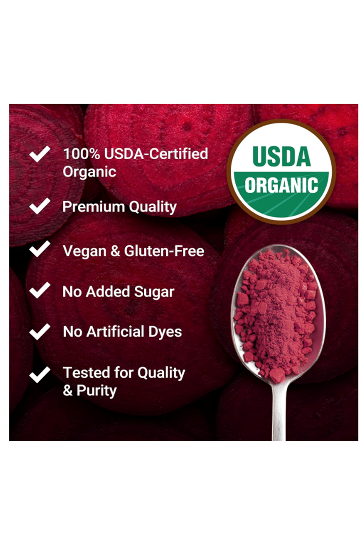 Force Factor Total Beets Organic Beetroot Powder 450gr  Superfood to Boost Daily Nutrition, USDA Organic, Vegan, Gluten-Free, and Non-GMO,90 Servings.