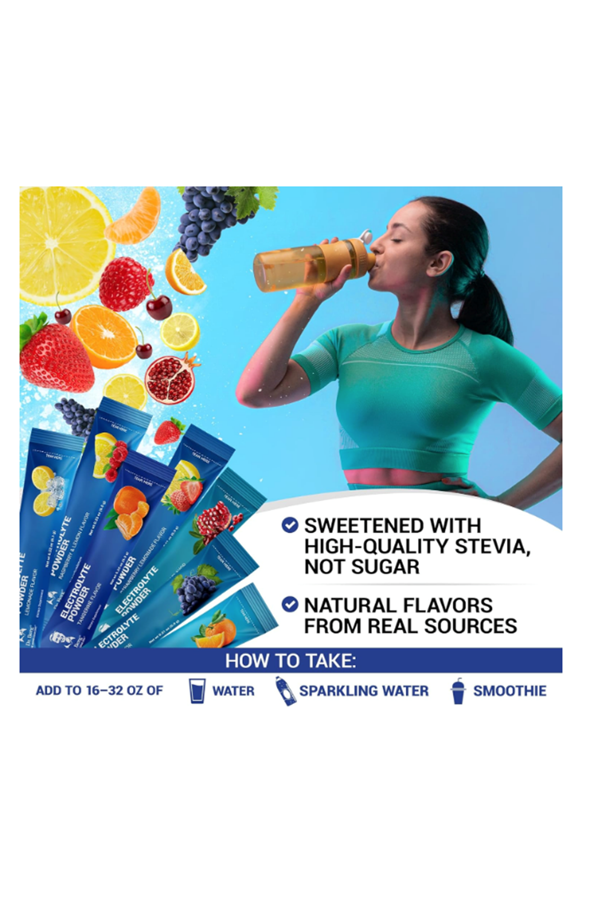 Dr. Berg  Electrolyte Powder Packets  Drink Mix - 27 Total Hydration Pouches Sugar Free - Keto No Sugar.