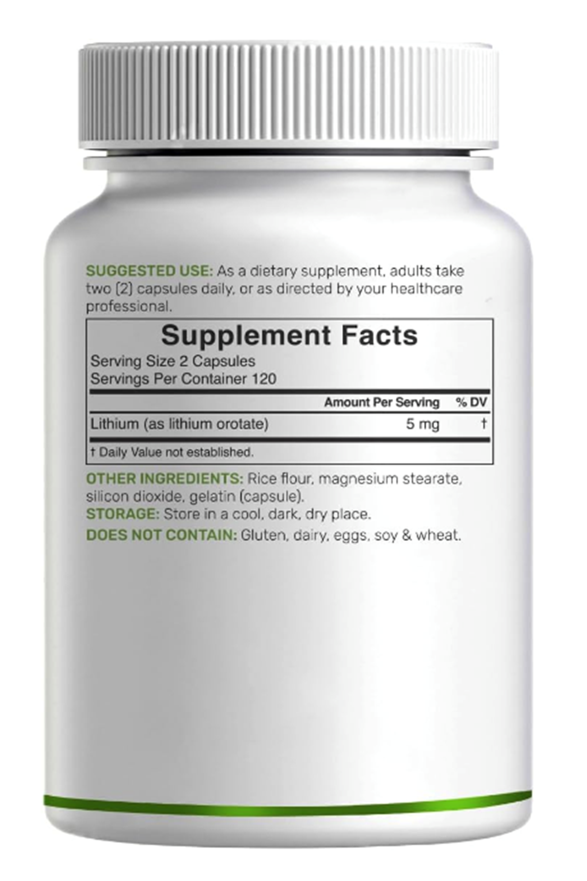 DEAL SUPLAMENT Lithium Orotate 5mg, 240 Capsules – Highly Bioavailable.