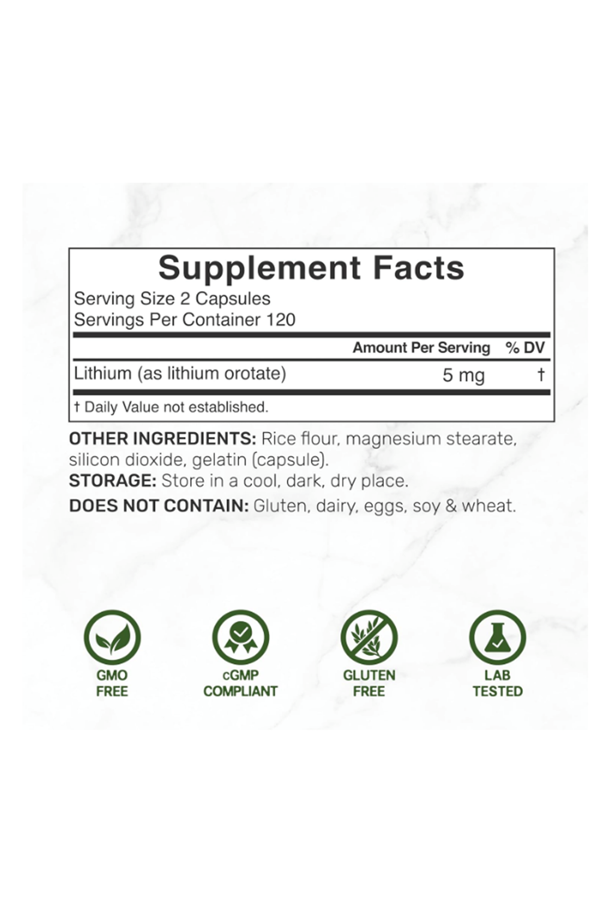 DEAL SUPLAMENT Lithium Orotate 5mg, 240 Capsules – Highly Bioavailable.