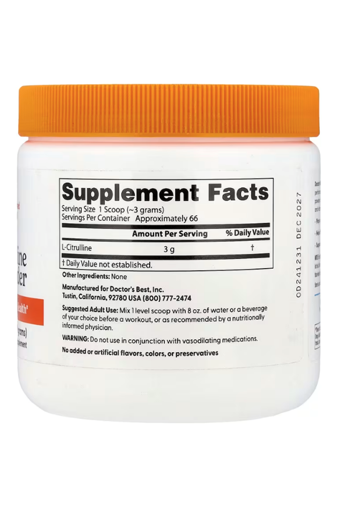 Doctor's Best L-Citrulline Powder  200 gr.Abd Menşei.49.