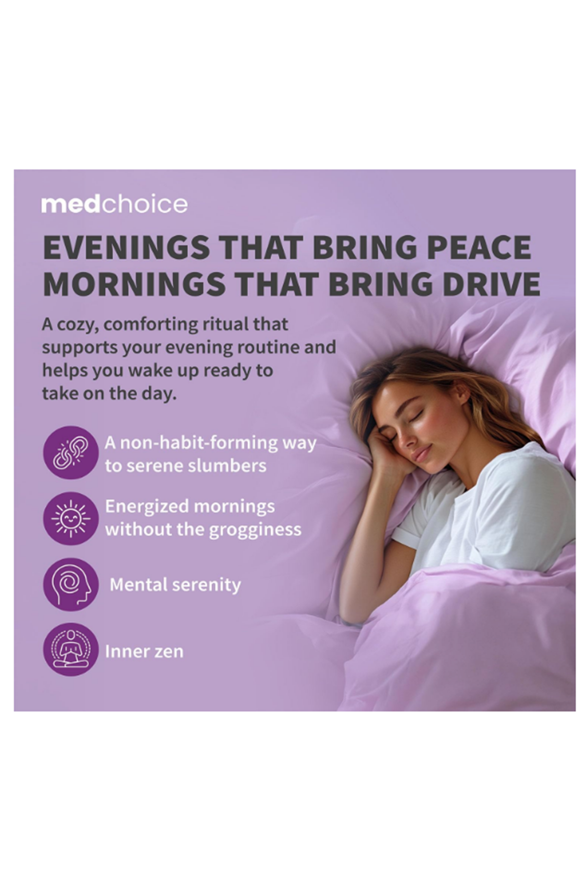 MEDCHOICE  Natural Sleep Magnesium Glycinate 500mg, L Theanine, Valerian Root,, GABA, 5-HTP, 90 Capsul.ABD MENŞEİ.50.