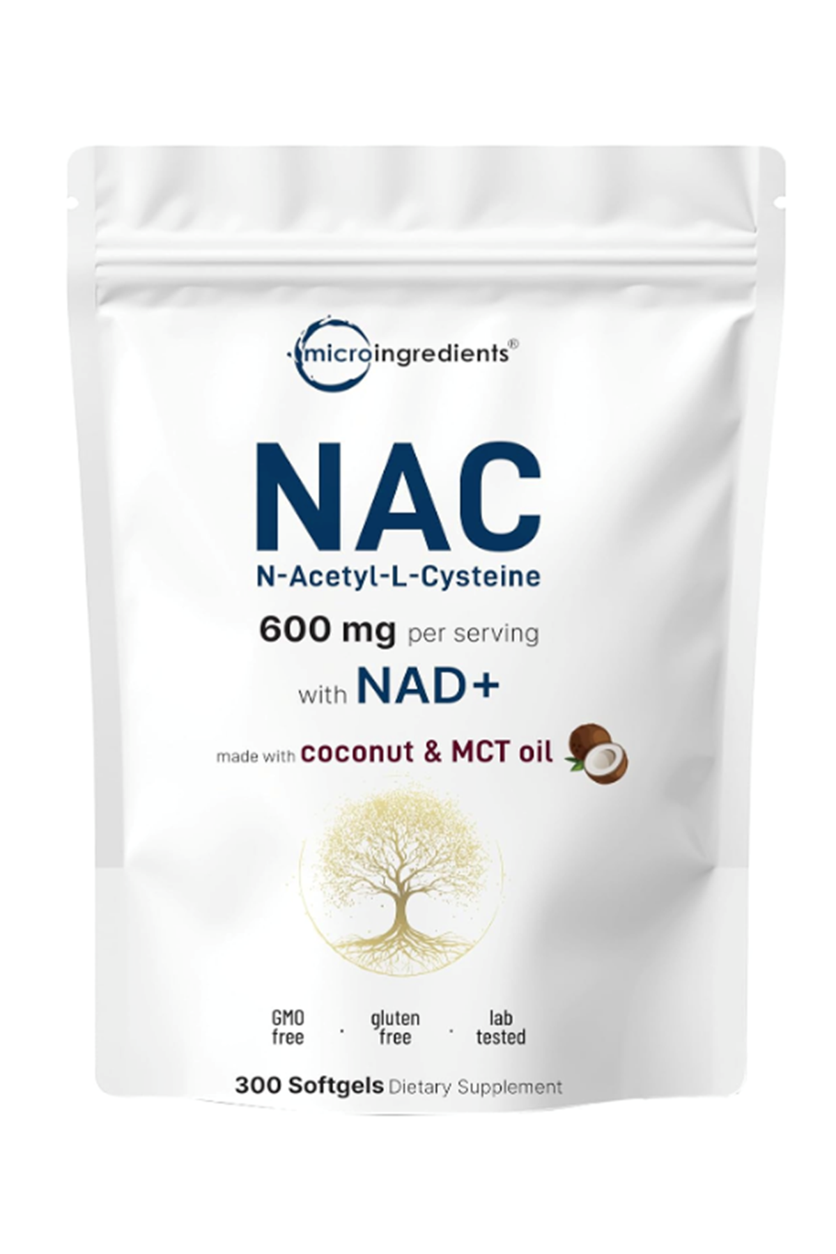 Micro Ingredients, N.A.C With NAD+, 300 Softgels.