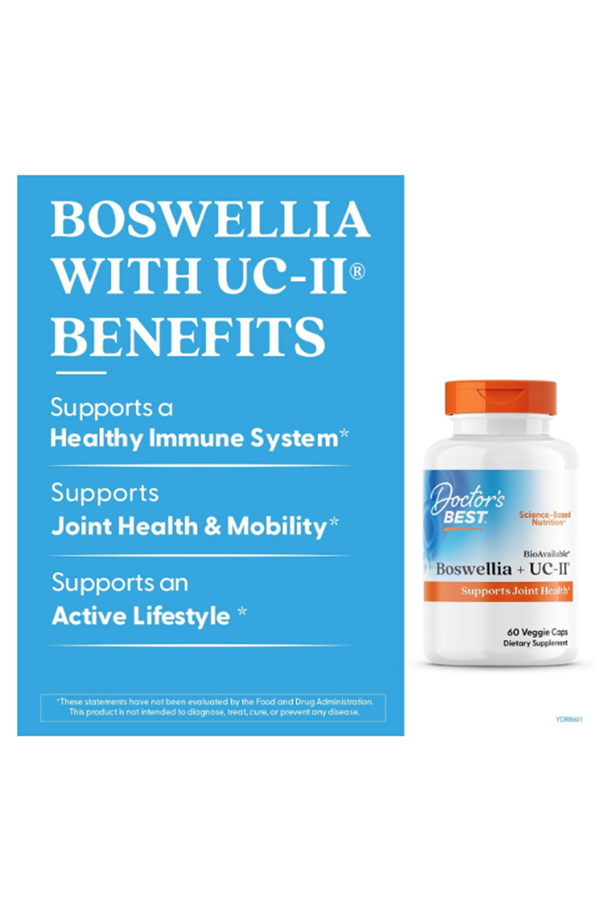 Doctors Best BioAvailable Boswellia + UC-II, Undenatured Type II Collagen Supports Joint Health,Gluten Free, 60 Veggie Caps.