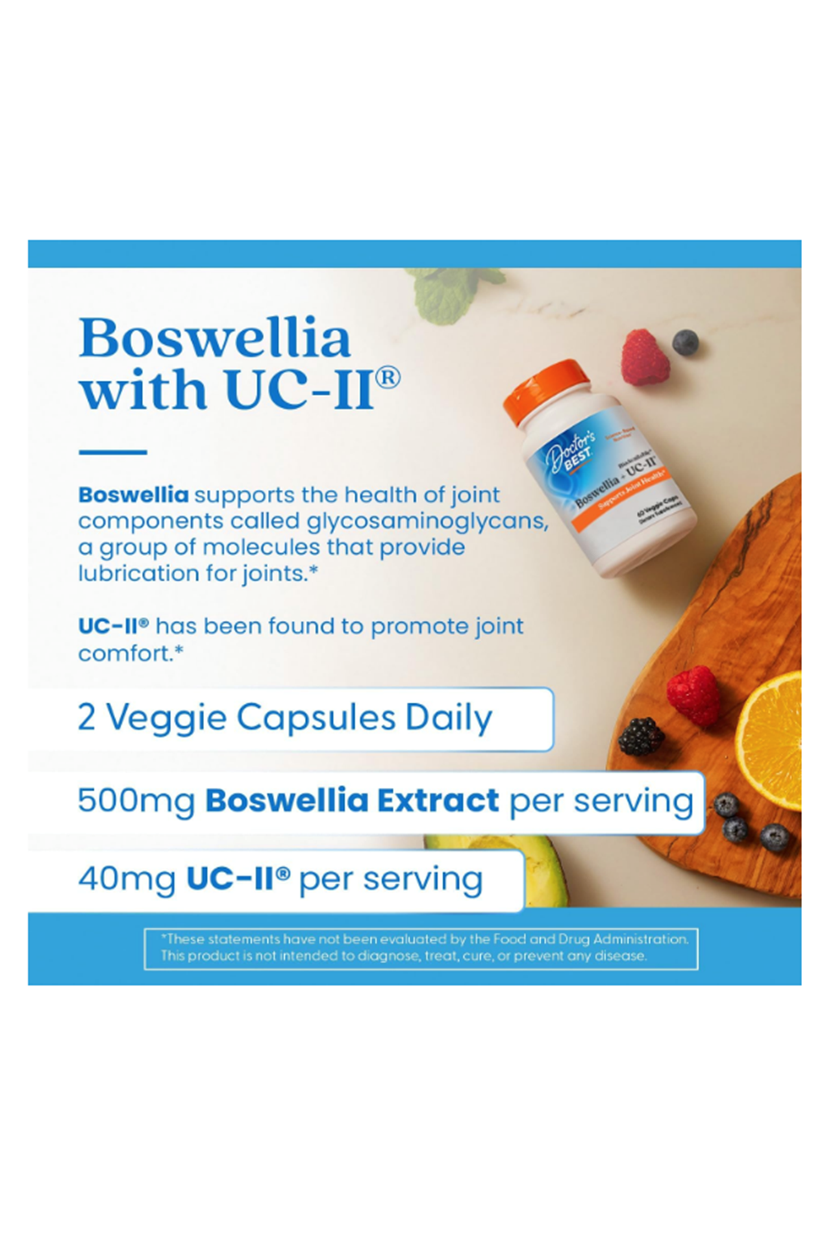 Doctors Best BioAvailable Boswellia + UC-II, Undenatured Type II Collagen Supports Joint Health,Gluten Free, 60 Veggie Caps.