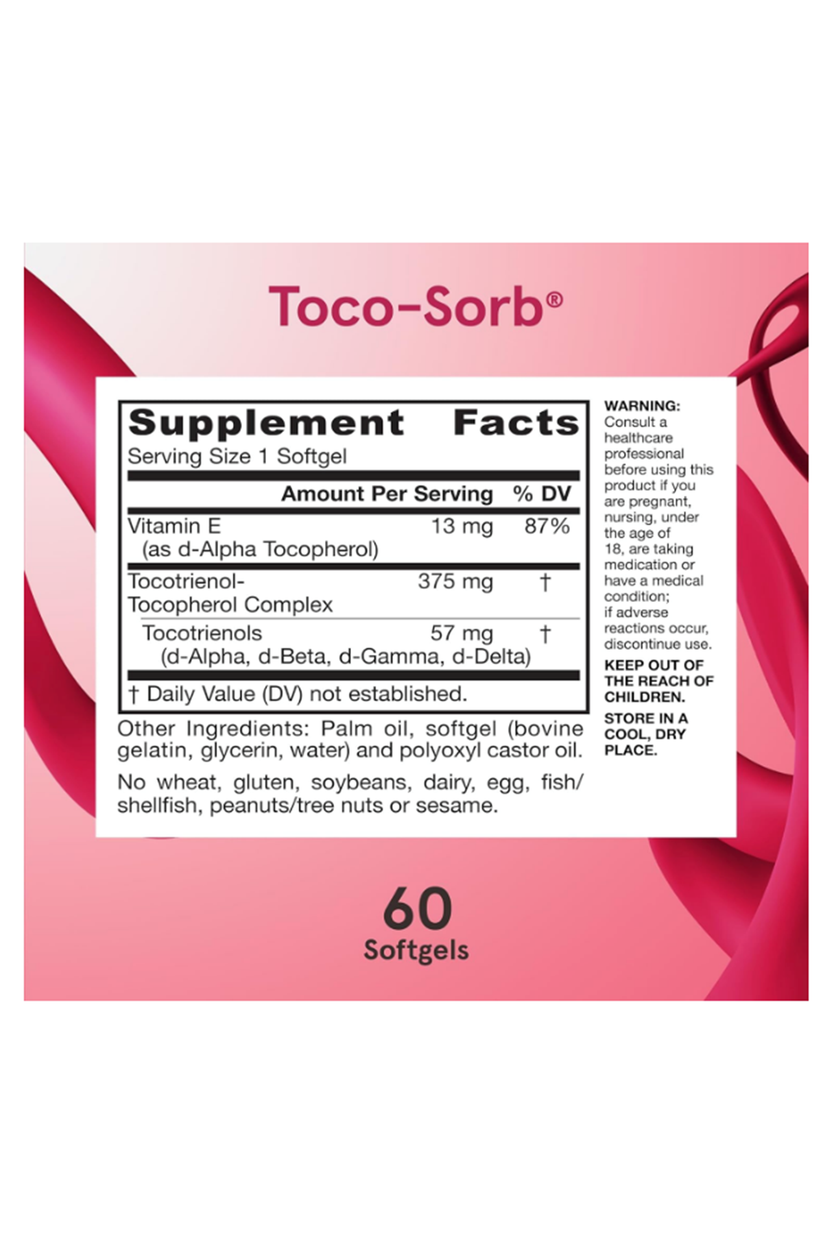 Jarrow Formulas Toco-Sorb Cardiovascular and Brain Function Support,High Absorption Formul, Tocotrienol-Tocopherol Complex and Vitamin E, 60 Softgels.