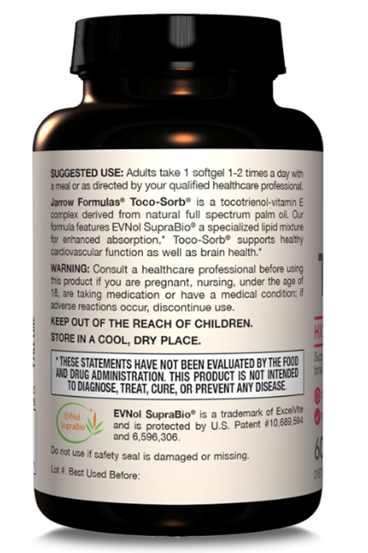 Jarrow Formulas Toco-Sorb Cardiovascular and Brain Function Support,High Absorption Formul, Tocotrienol-Tocopherol Complex and Vitamin E, 60 Softgels.