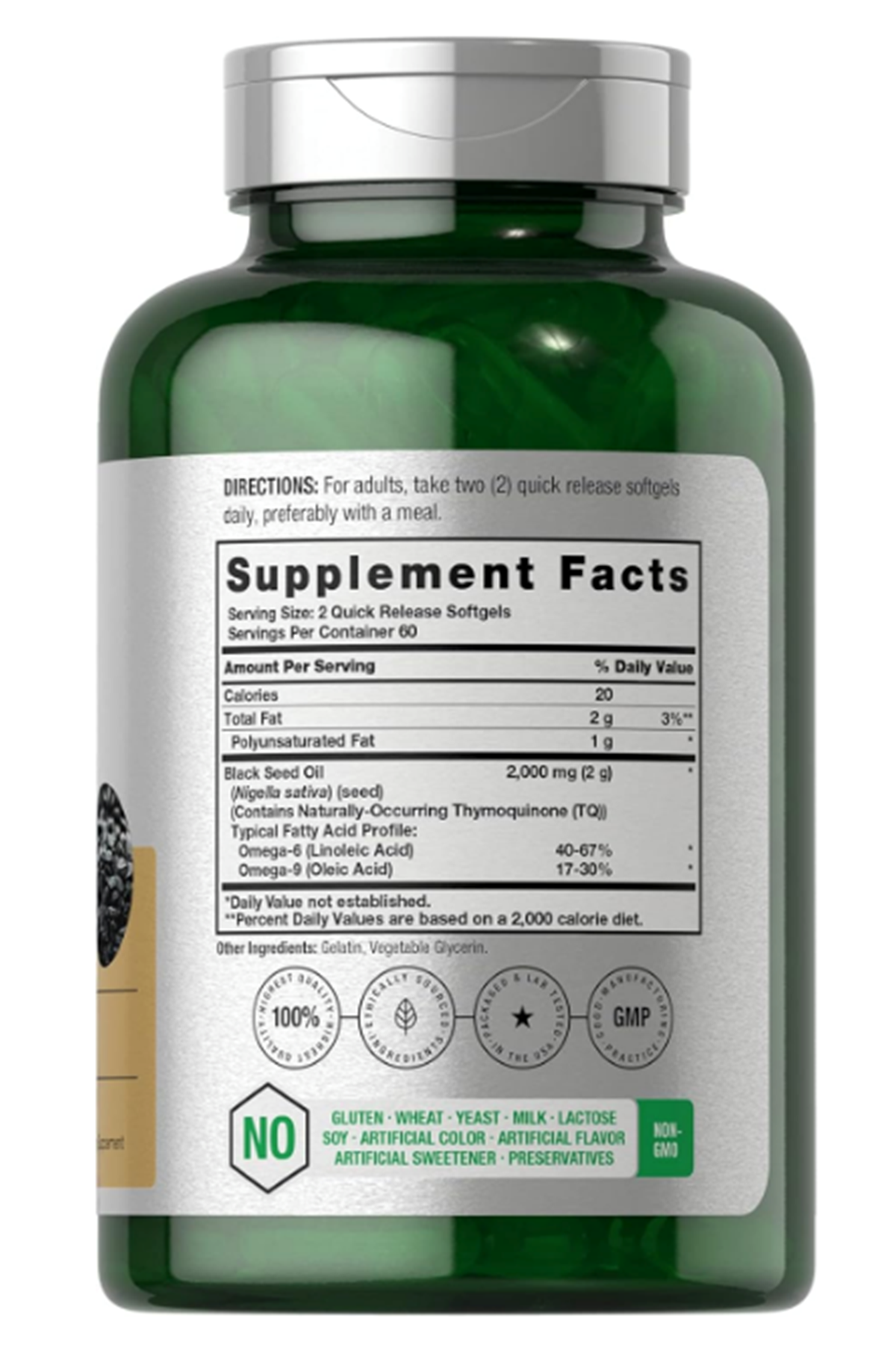 Horbaach Black Seed Oil Cold Pressed 120 Softgel  2000mg Omega 6 and 9  Nigella Sativa.