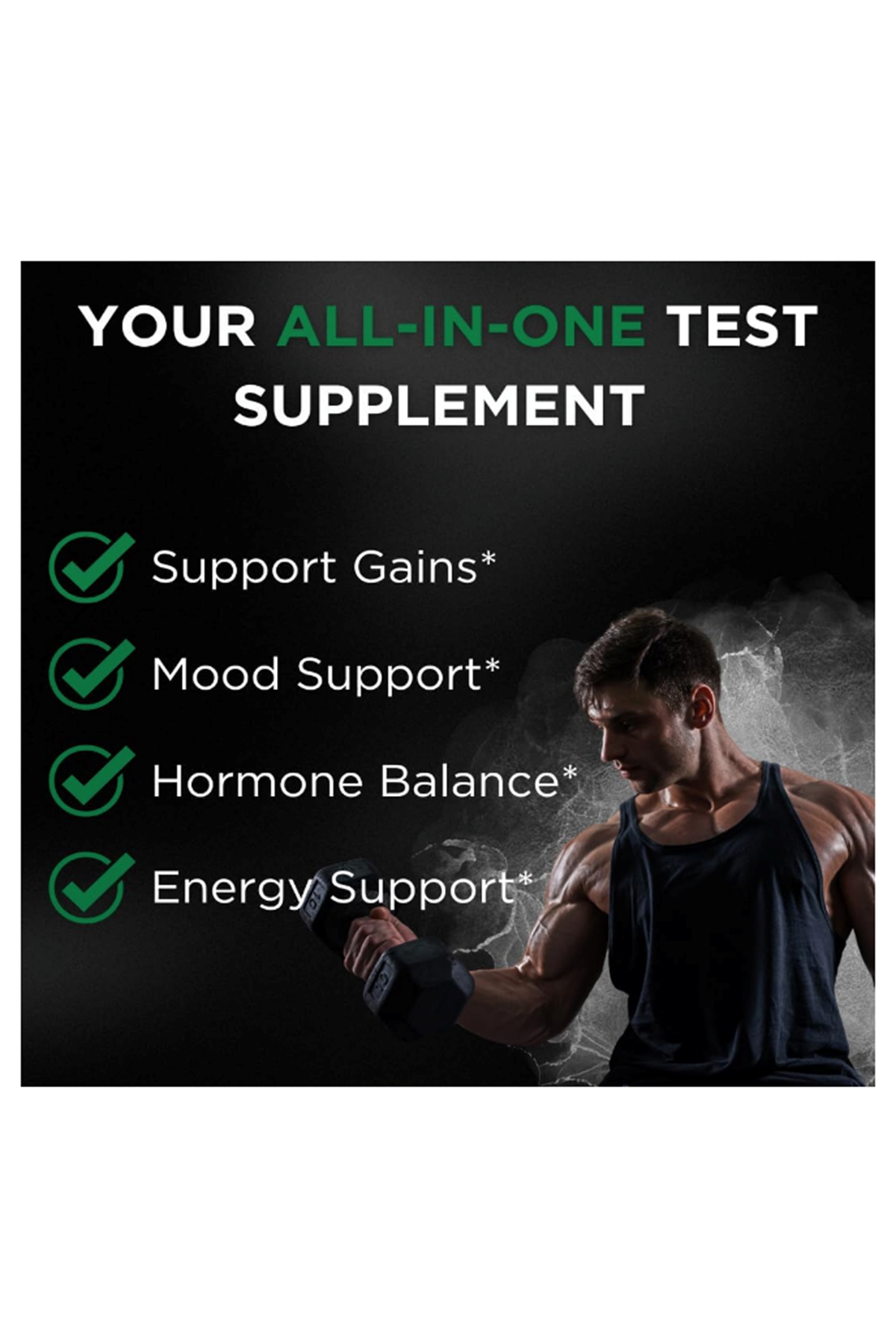 TESTPLUS+ Test Support for Men 60 Capsul- High Strength Tonkat Ali, Fadogia Agrestis,Turkestanica Tribulus -Natural Performance, Energy  Muscle Growth Formula.