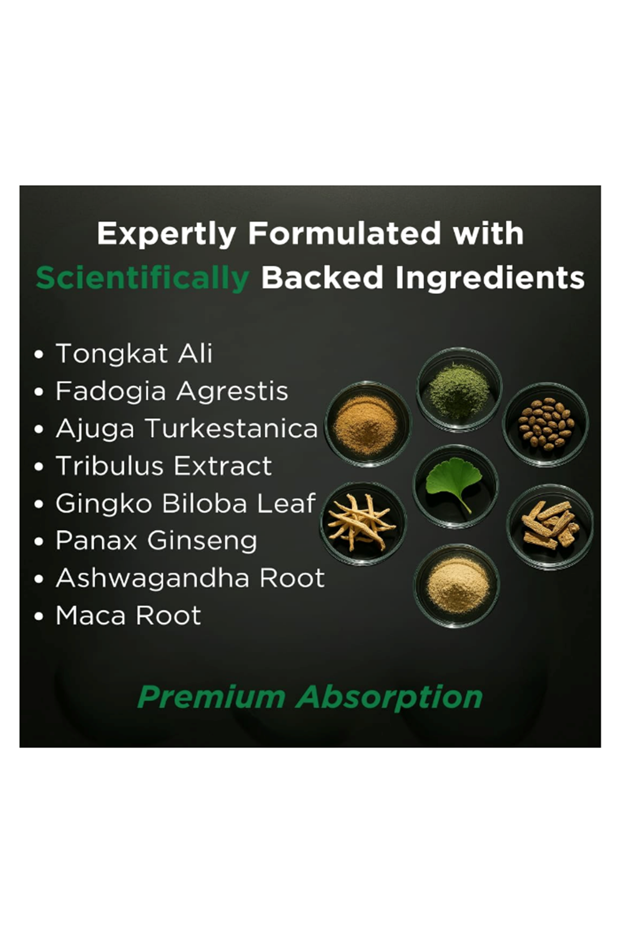 TESTPLUS+ Test Support for Men 60 Capsul- High Strength Tonkat Ali, Fadogia Agrestis,Turkestanica Tribulus -Natural Performance, Energy  Muscle Growth Formula.