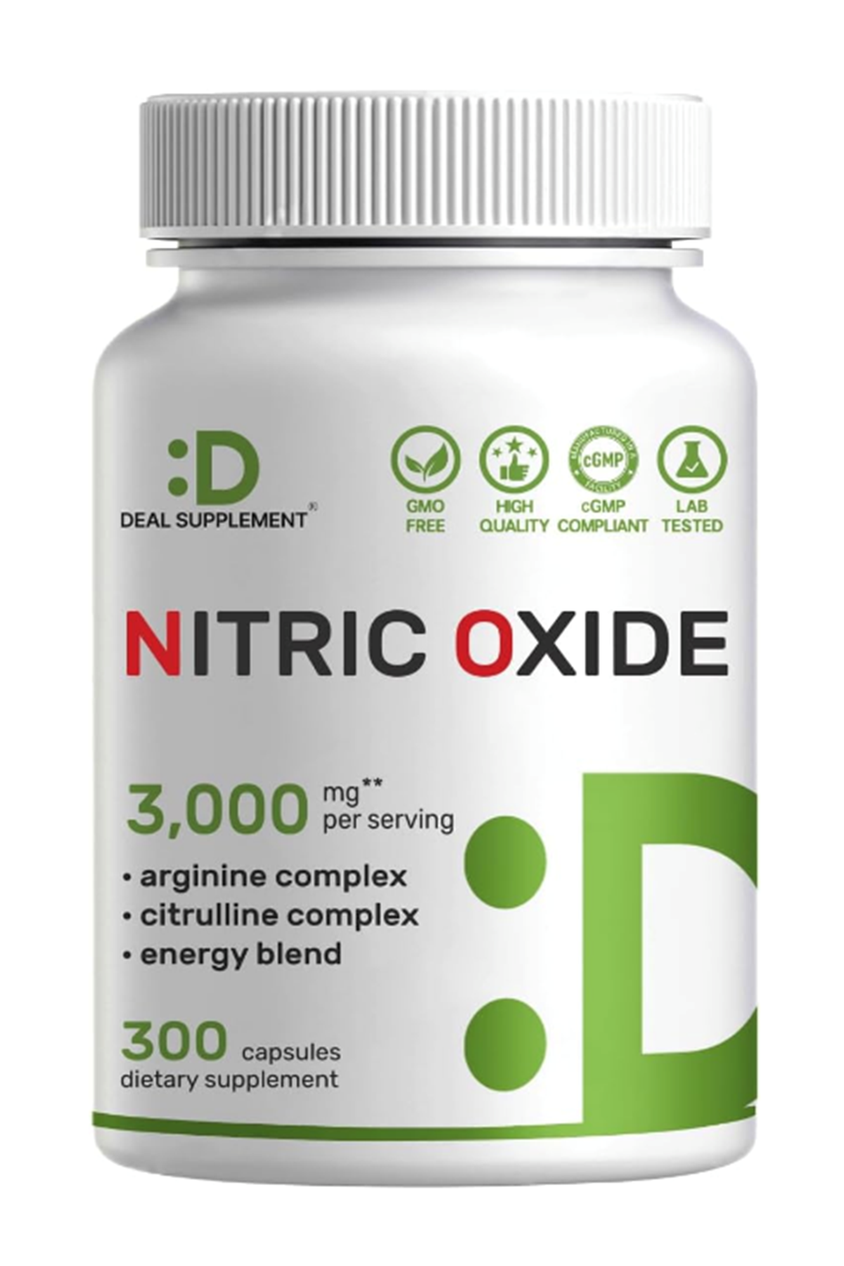 DEAL SUPLAMENT Nitric Oxide Supplement 3000mg, 300 Capsules – Arginine, Citrulline, Korean Red Ginseng, Tonkat Ali, Maca Root, Marshmallow Blend.