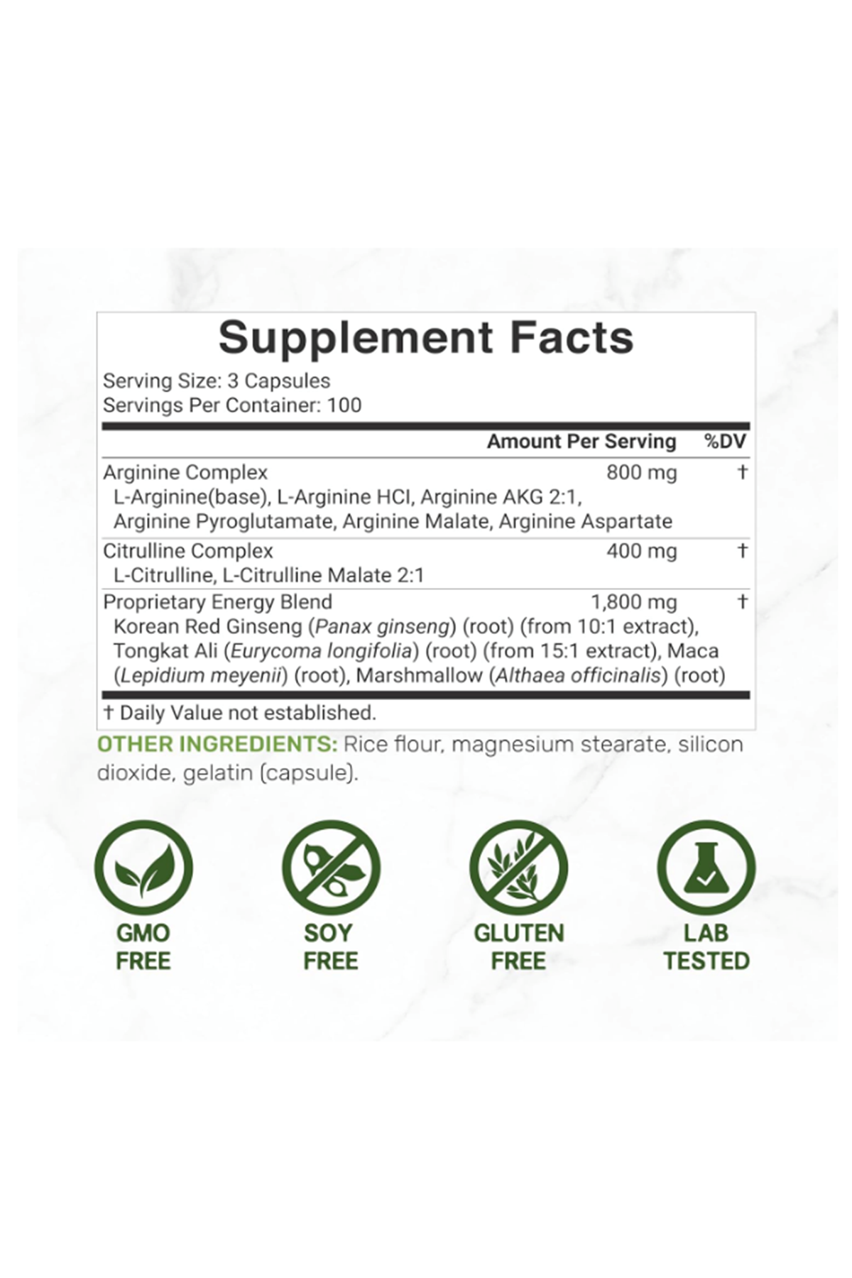 DEAL SUPLAMENT Nitric Oxide Supplement 3000mg, 300 Capsules – Arginine, Citrulline, Korean Red Ginseng, Tonkat Ali, Maca Root, Marshmallow Blend.